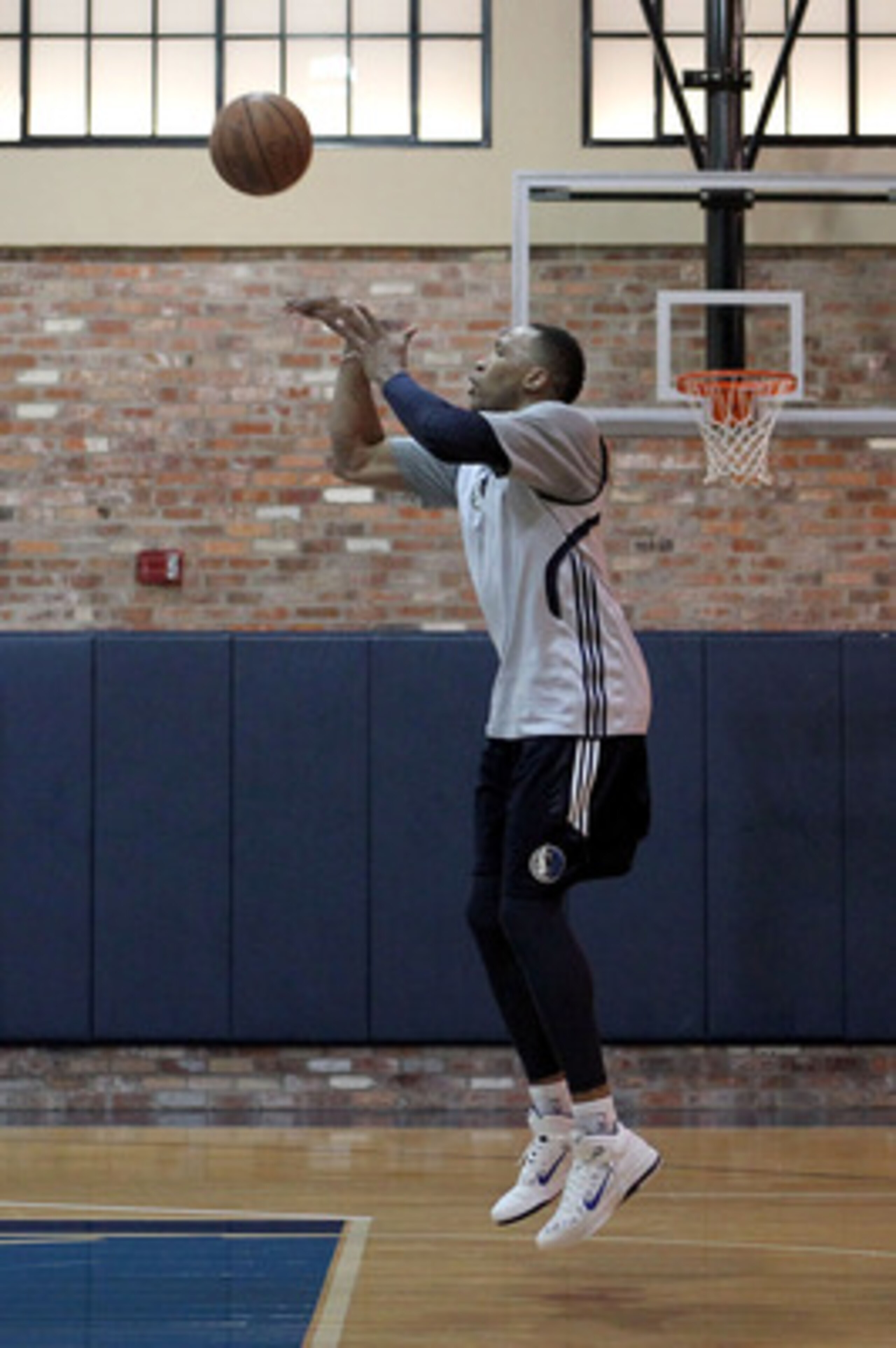 DALLAS, TX - JUNE 04:  Shawn Marion of the Dallas Mavericks shoots around on the practice court during a practice session prior to Game 3 of the 2011 NBA Finals at the American Airlines Center on June 4, 2011 in Dallas, Texas. NOTE TO USER: User expressly