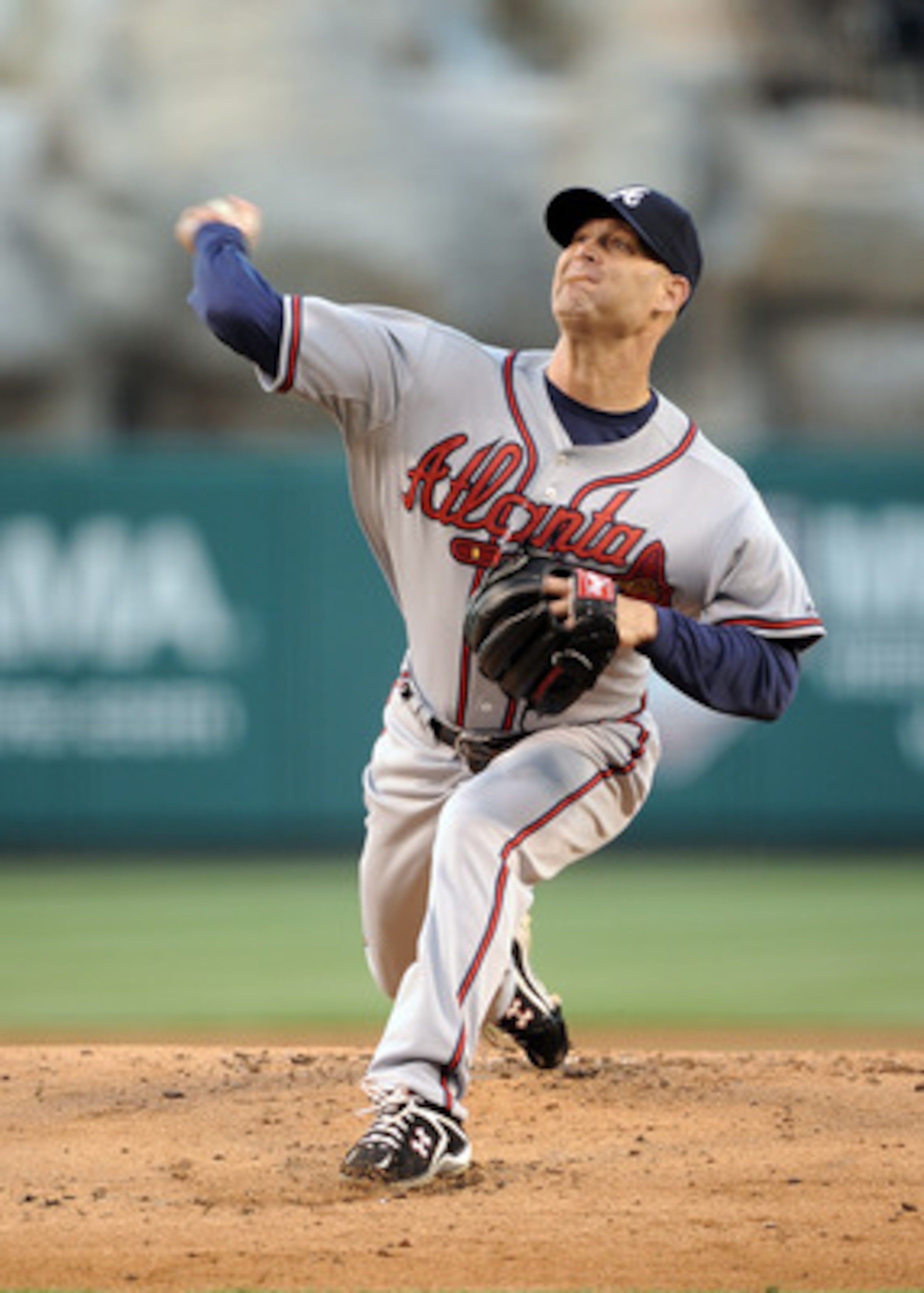 ANAHEIM, CA - MAY 20:  Tim Hudson #15 of the Atlanta Braves pitches against the Los Angeles Angels of Anaheim at Angel Stadium on May 20, 2011 in Anaheim, California.  (Photo by Harry How/Getty Images)