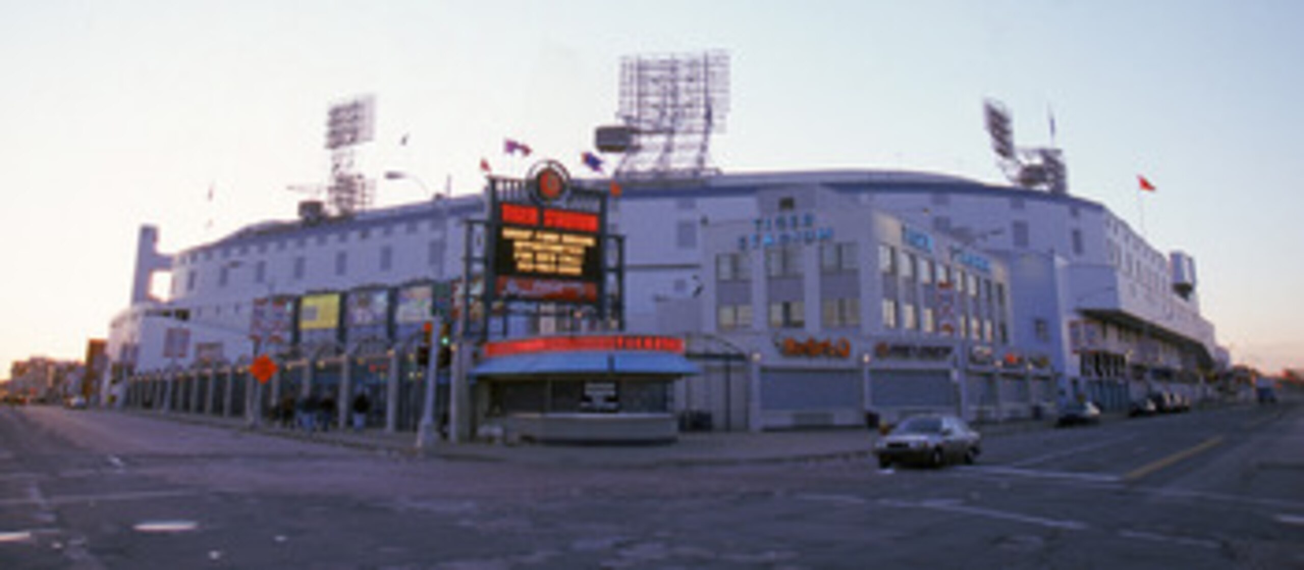 DETROIT - APRIL 12:  A general view of Tiger Stadium from the street outside on Opening Day on April 12, 1999 in Detroit, Michigan.  The Tigers lost to the Twins 1-0.  (Photo by Tom Pidgeon/Getty Images)