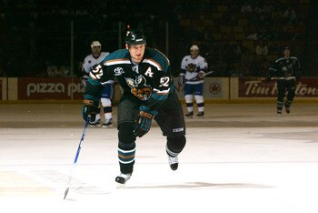 HAMILTON, CANADA - JANUARY 7:  Sven Butenschon #52 of the Manitoba Moose skates against the Hamilton Bulldogs during the AHL game on January 7, 2006 at Copps Colliseum in Hamilton, Ontario, Canada.  The Bulldogs won 3-2.  (Photo By Dave Sandford/Getty Ima