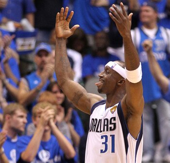 DALLAS, TX - JUNE 05:  Jason Terry #31 of the Dallas Mavericks reacts against the Miami Heat in Game Three of the 2011 NBA Finals at American Airlines Center on June 5, 2011 in Dallas, Texas.  NOTE TO USER: User expressly acknowledges and agrees that, by