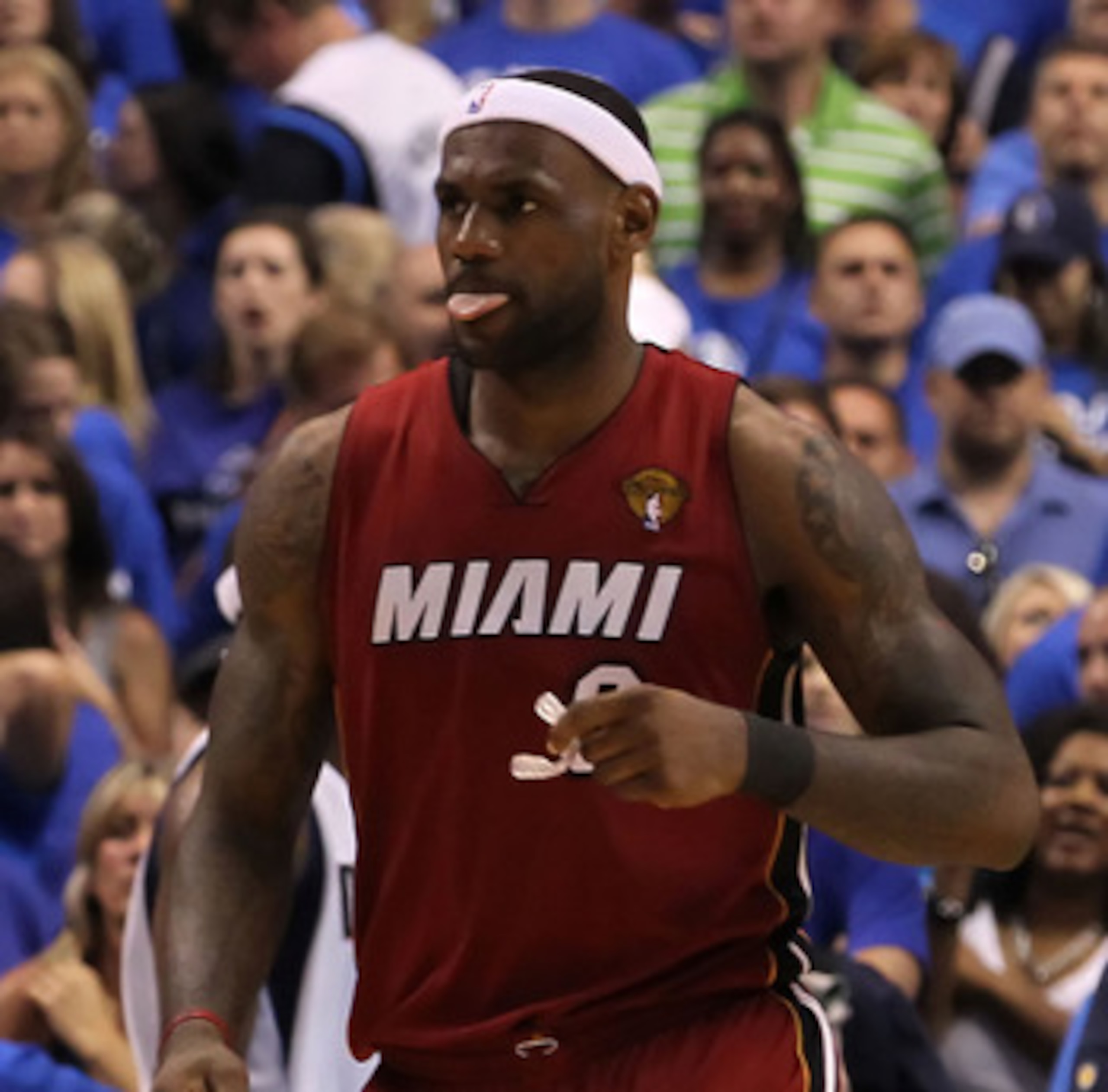 DALLAS, TX - JUNE 05:  LeBron James #6 of the Miami Heat reacts after the Heat defeat the Dallas Mavericks 88-86 in Game Three of the 2011 NBA Finals at American Airlines Center on June 5, 2011 in Dallas, Texas.  NOTE TO USER: User expressly acknowledges