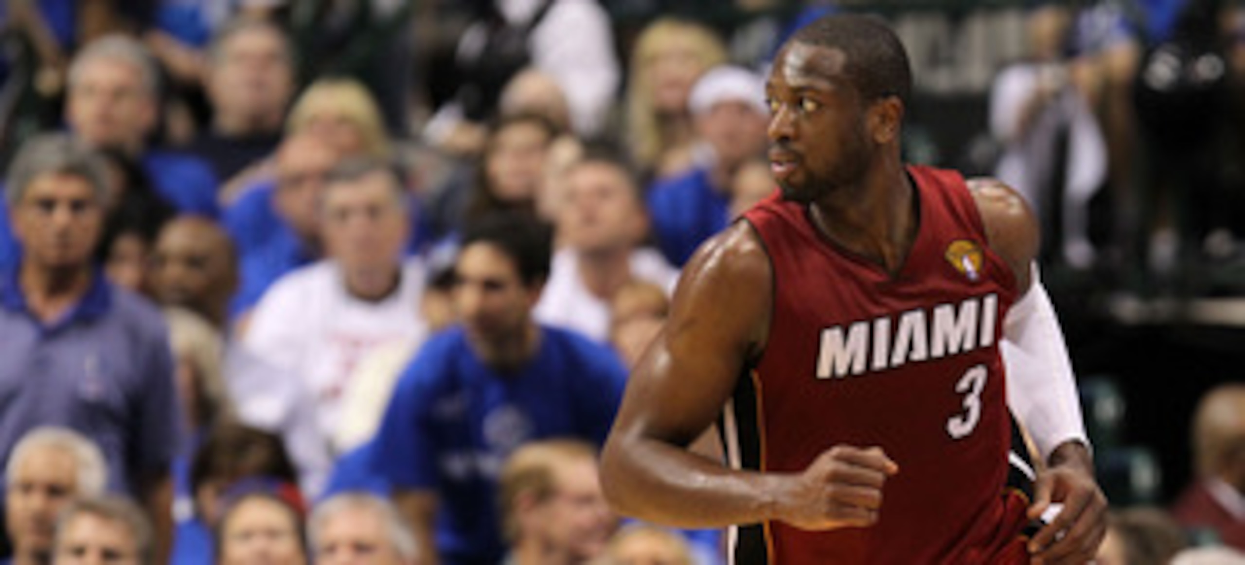 DALLAS, TX - JUNE 05:  Dwyane Wade #3 of the Miami Heat reacts against the Dallas Mavericks in Game Three of the 2011 NBA Finals at American Airlines Center on June 5, 2011 in Dallas, Texas.  NOTE TO USER: User expressly acknowledges and agrees that, by d