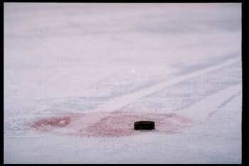 16 Jan 1996:  General view of a puck during a game between the Winnipeg Jets and the Washington Capitals at the USAir Arena in Landover, Maryland.  The game was a tie, 1-1. Mandatory Credit: Doug Pensinger  /Allsport