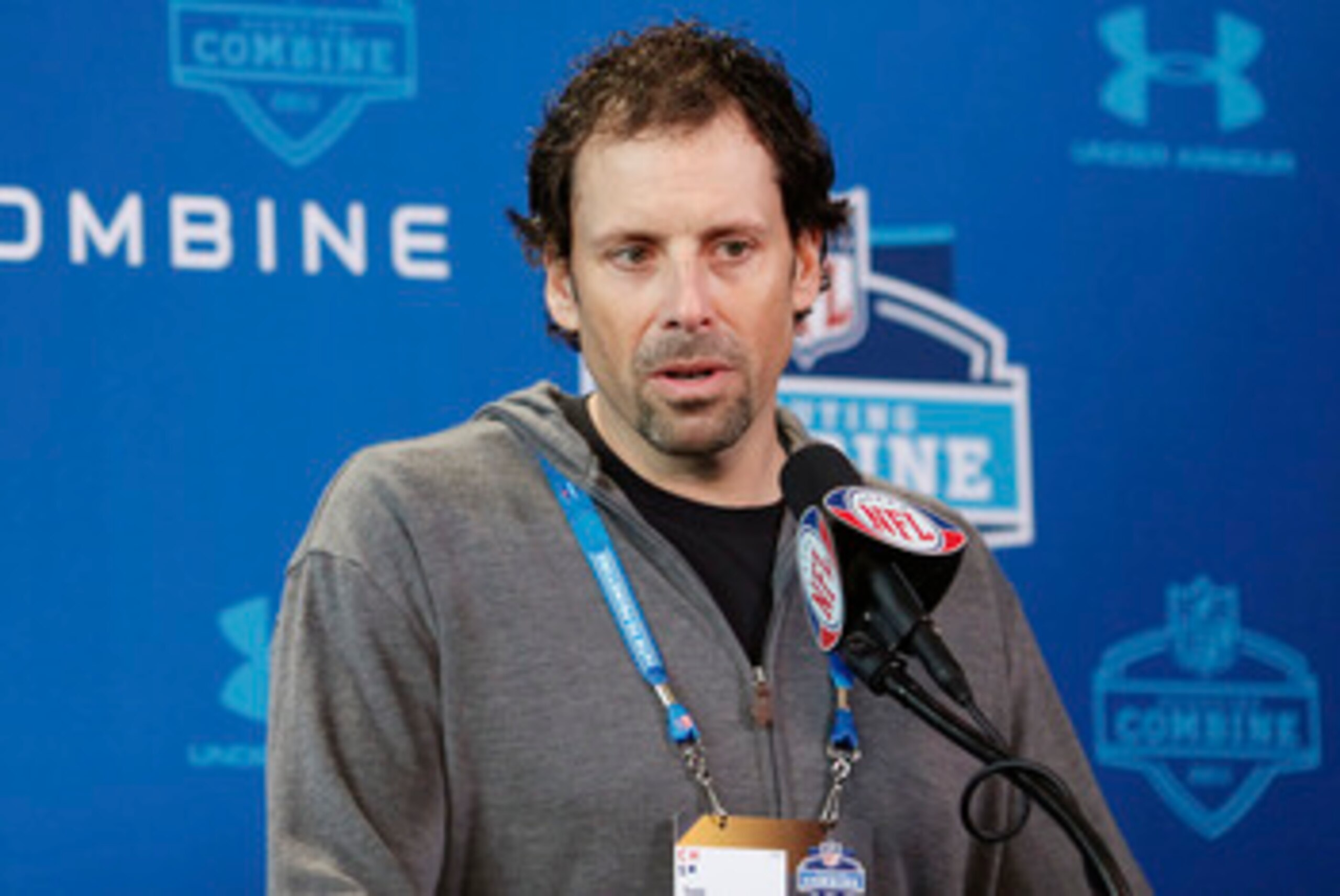INDIANAPOLIS, IN - FEBRUARY 25: Kansas City Chiefs head coach Todd Haley answers questions during a media session at the 2011 NFL Scouting Combine at Lucas Oil Stadium on February 25, 2011 in Indianapolis, Indiana. (Photo by Joe Robbins/Getty Images)