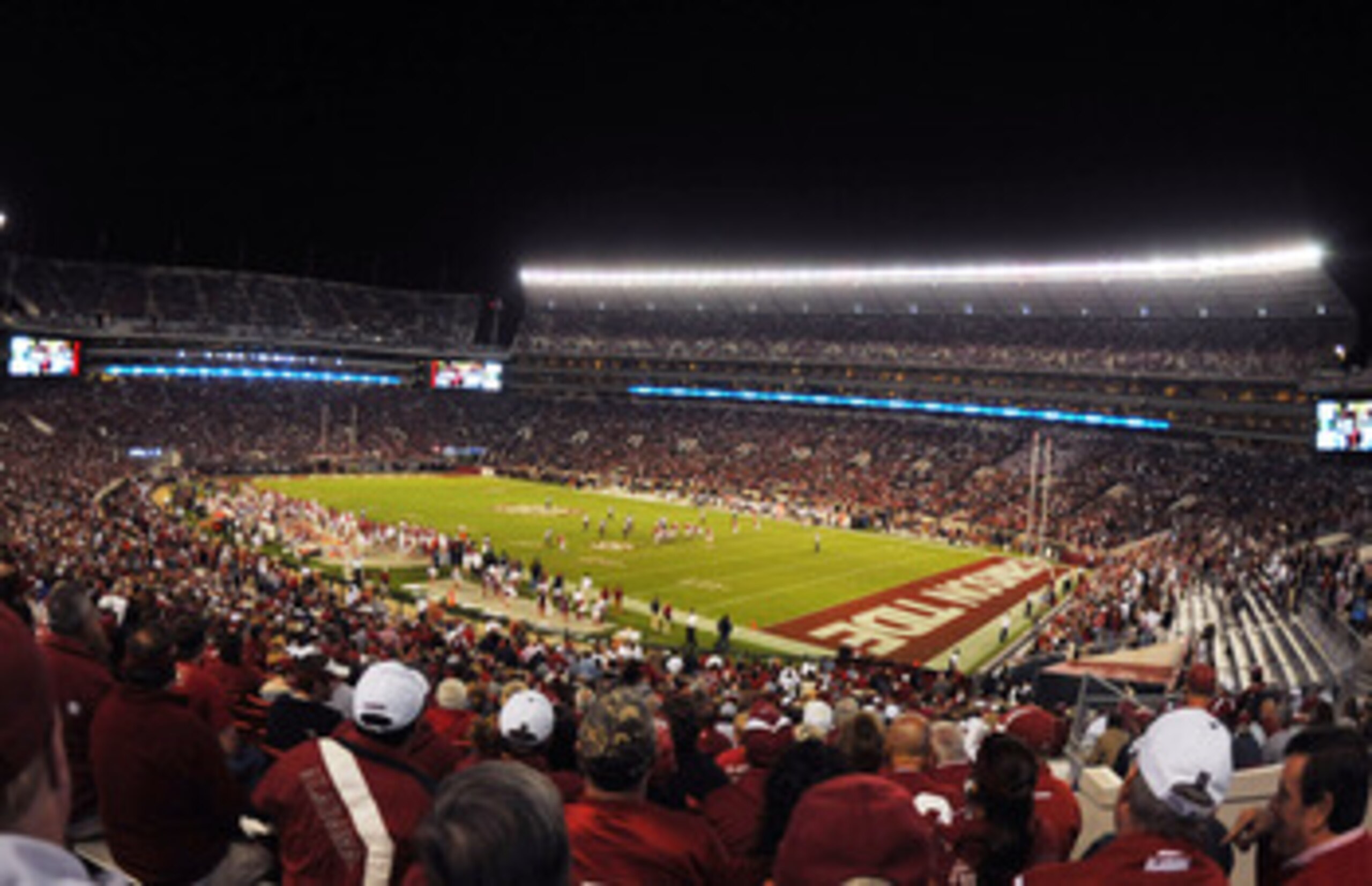 TUSCALOOSA, AL - NOVEMBER 13: Fans of the Alabama Crimson Tide watch play against the Mississippi State Bulldogs November 13, 2010 at Bryant-Denny Stadium in Tuscaloosa, Alabama.  (Photo by Al Messerschmidt/Getty Images)