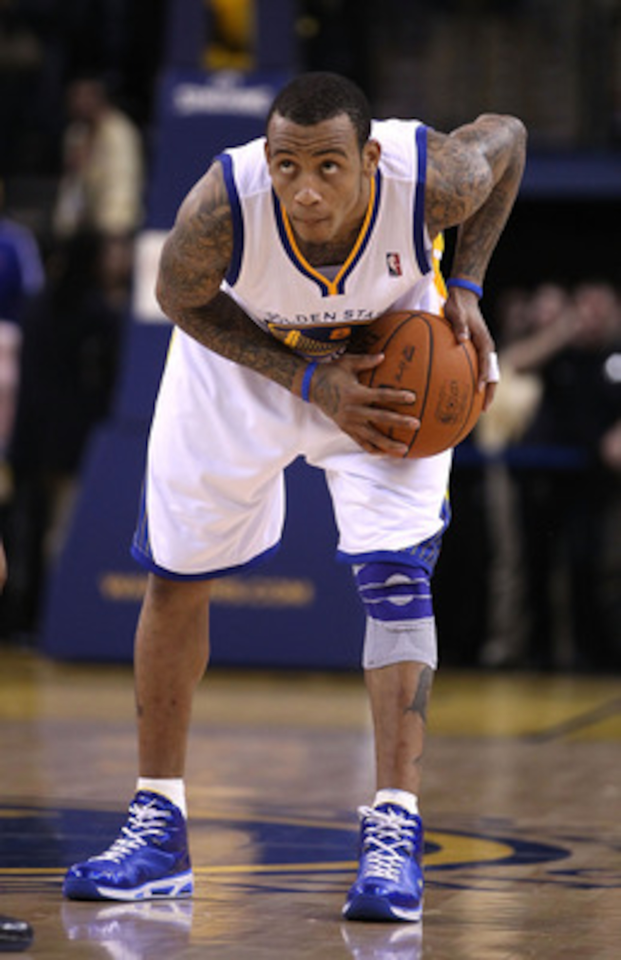OAKLAND, CA - JANUARY 19:  Monta Ellis #8 of the Golden State Warriors in action against the Indiana Pacers at Oracle Arena on January 19, 2011 in Oakland, California.  NOTE TO USER: User expressly acknowledges and agrees that, by downloading and or using