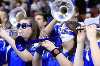 NEWARK, NJ - MARCH 27:  Members of the Kentucky Wildcats band, perform during their game against the North Carolina Tar Heels in the east regional final of the 2011 NCAA men's basketball tournament at Prudential Center on March 27, 2011 in Newark, New Jer