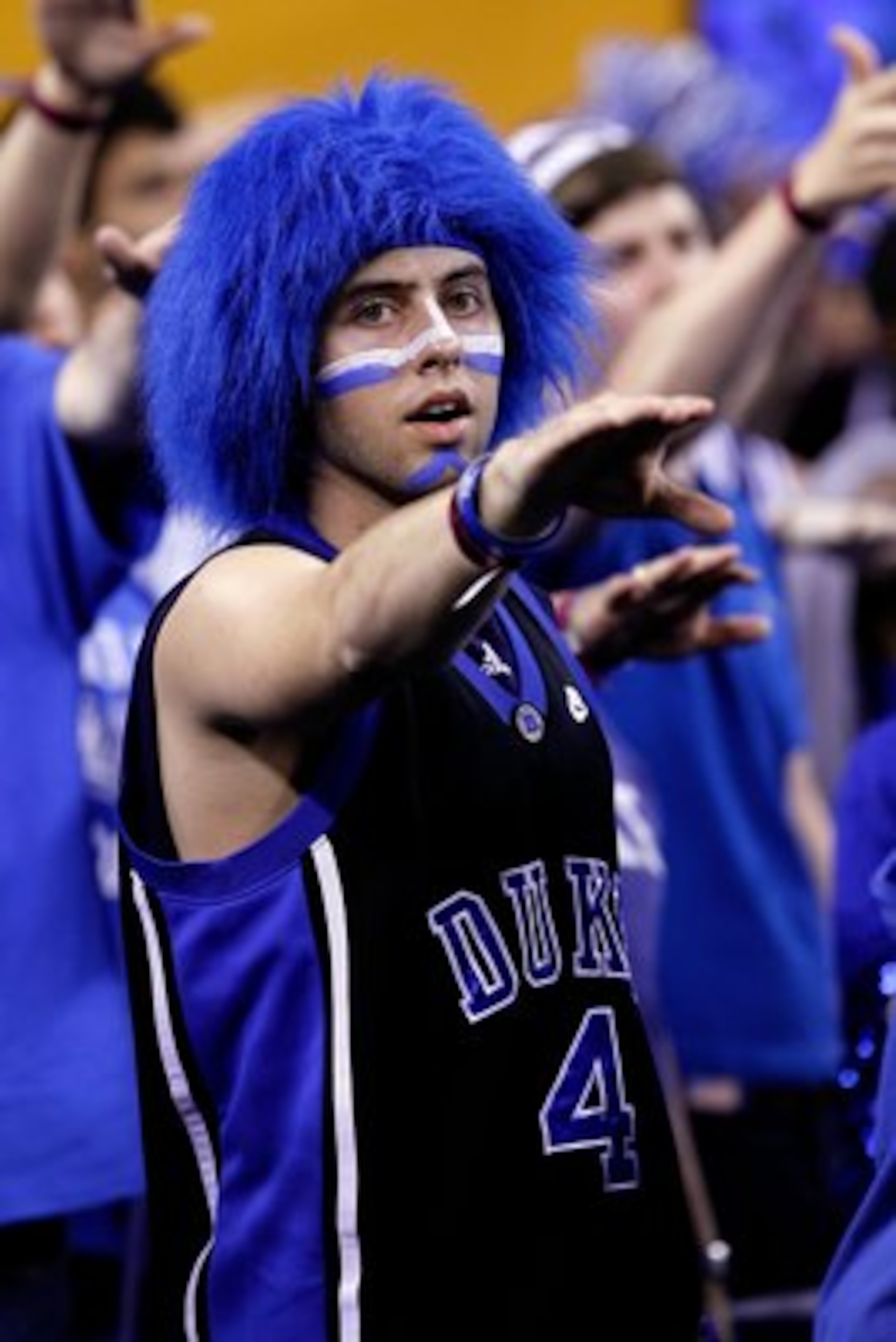 INDIANAPOLIS - APRIL 05:  A fan of the Duke Blue Devils supports his team against the Butler Bulldogs during the 2010 NCAA Division I Men's Basketball National Championship game at Lucas Oil Stadium on April 5, 2010 in Indianapolis, Indiana. Duke won 61-5