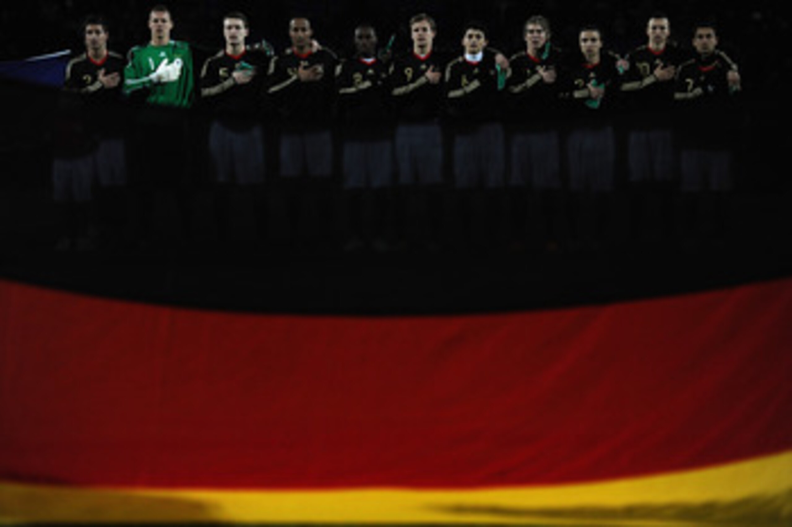CHESTERFIELD, ENGLAND - FEBRUARY 08:  Germany U19 line up during the International Friendly match between England U19 and Germany U19 at the B2NET Stadium on February 8, 2011 in Chesterfield, England.  (Photo by Laurence Griffiths/Getty Images)
