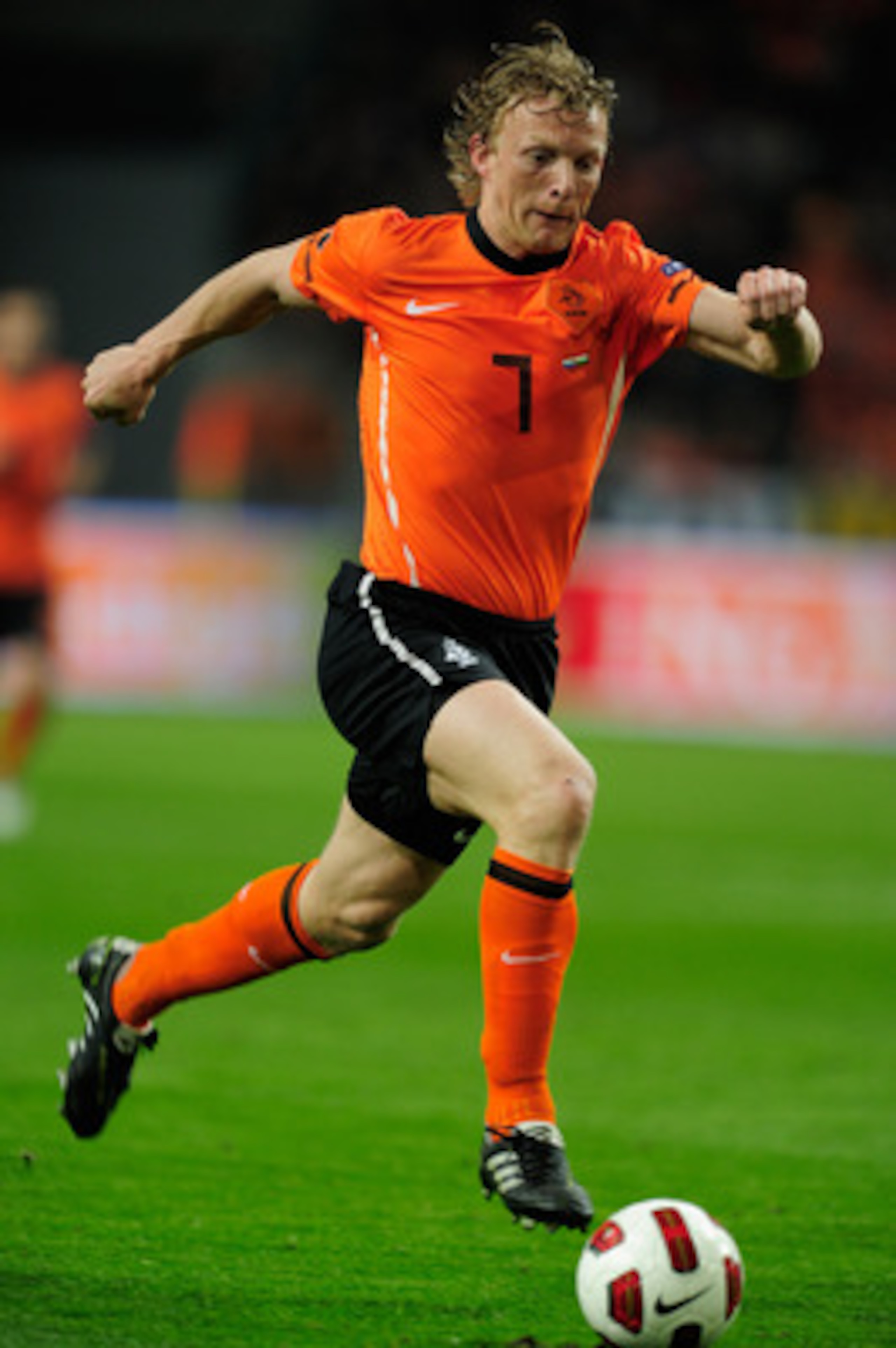 AMSTERDAM, NETHERLANDS - MARCH 29:  Dirk Kuyt of the Netherlands in action during the Group E, EURO 2012 Qualifier between Netherlands and Hungary at the Amsterdam Arena on March 29, 2011 in Amsterdam, Netherlands.  (Photo by Jamie McDonald/Getty Images)