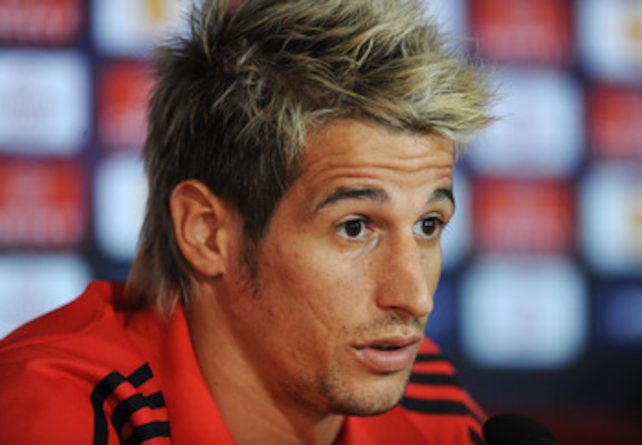 BRAGA, PORTUGAL - MAY 04: Fabio Coentrao of Benfica holds a news conference at Estadio Municipal de Braga the day before the UEFA Europa League semi-final second leg match between Braga and Benfica on May 4, 2011 in Braga, Portugal.  (Photo by Denis Doyle