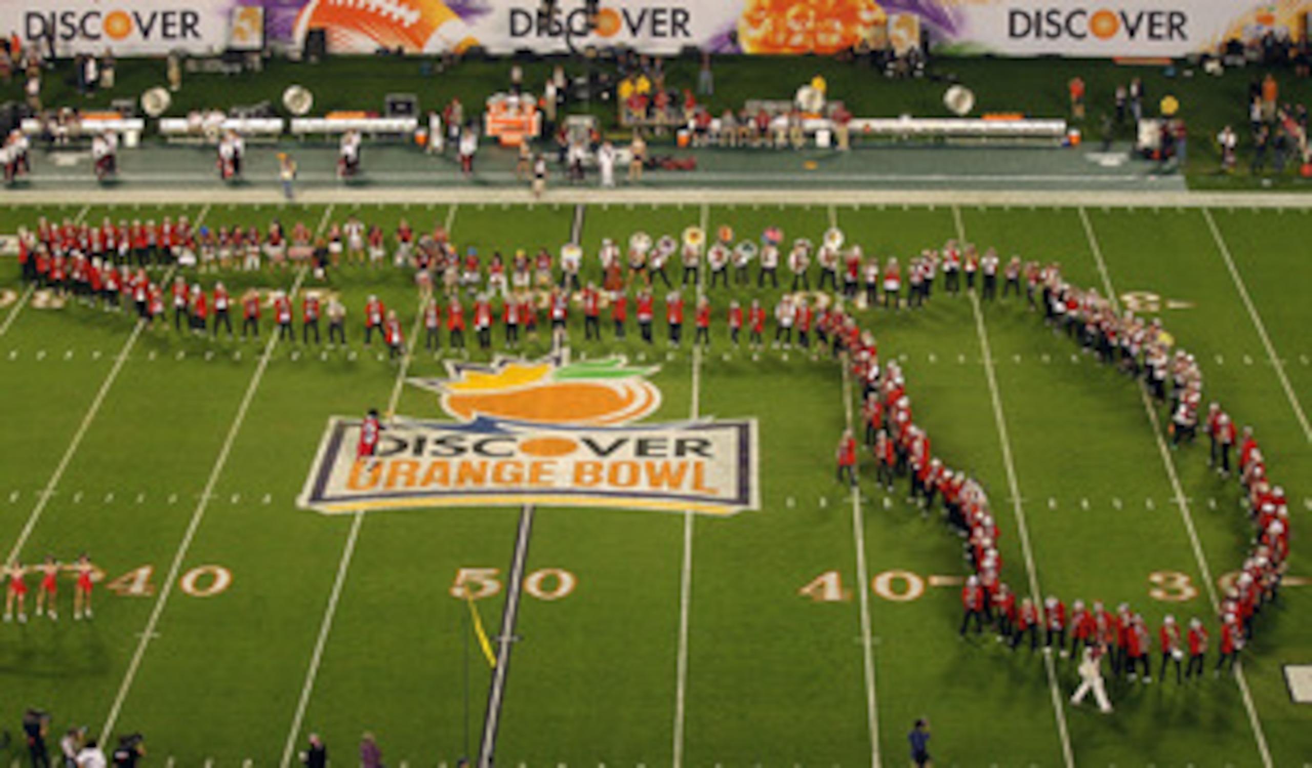 MIAMI, FL - JANUARY 03: The Stanford Cardinal marching band performs against the Virginia Tech Hokies during the 2011 Discover Orange Bowl at Sun Life Stadium on January 3, 2011 in Miami, Florida. (Photo by Mike Ehrmann/Getty Images) MIAMI, FL - JANUARY 03: The Stanford Cardinal marching band performs against the Virginia Tech Hokies during the 2011 Discover Orange Bowl at Sun Life Stadium on January 3, 2011 in Miami, Florida. (Photo by Mike Ehrmann/Getty Images)
