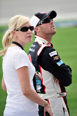JOLIET, IL - JUNE 04:  Kevin Harvick, driver of the #33 Rheem Chevrolet, stands on the grid with wife DeLana, during qualifying for the NASCAR Nationwide Series STP 300 at Chicagoland Speedway on June 4, 2011 in Joliet, Illinois.  (Photo by Jason Smith/Ge