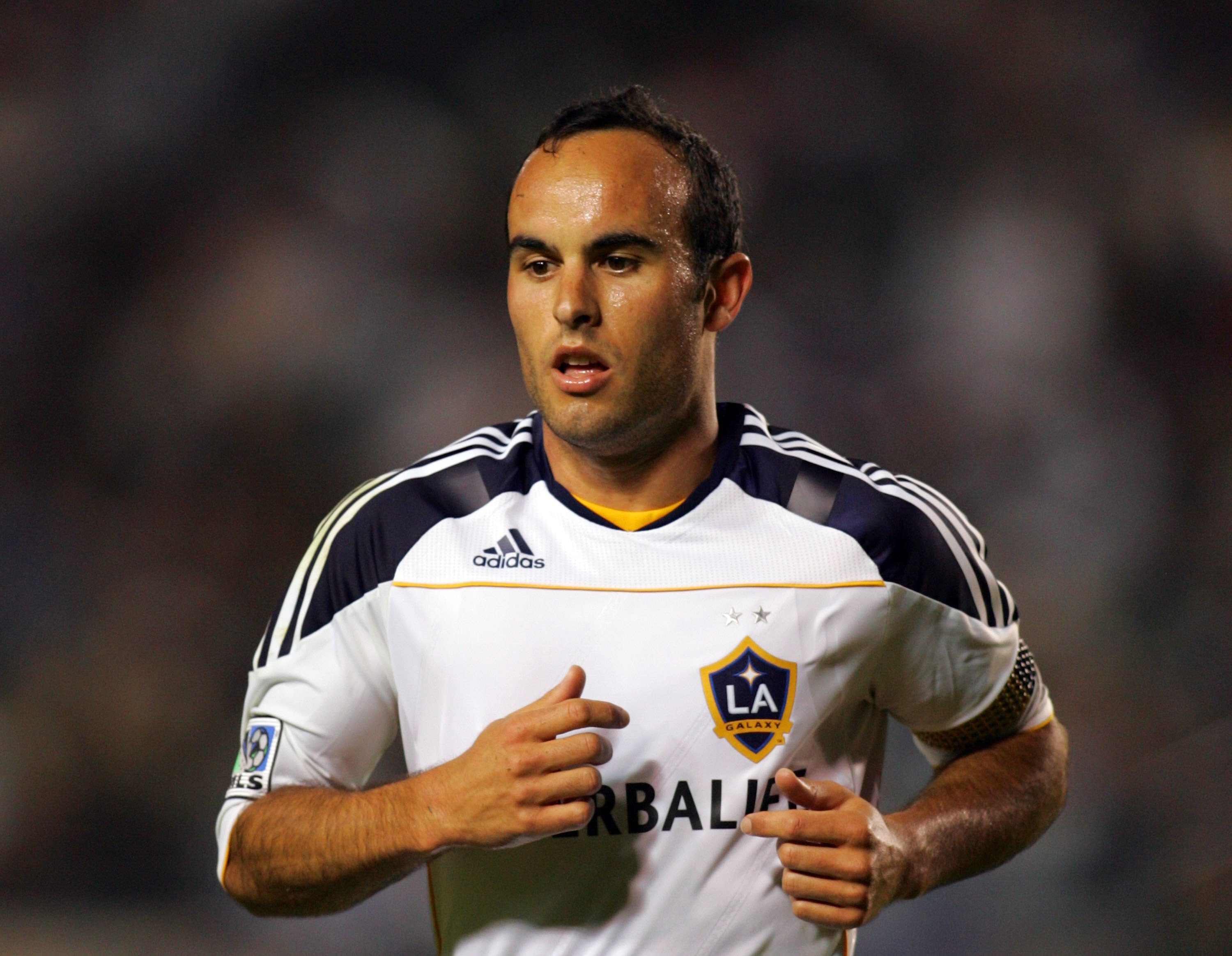 CARSON, CA - JULY 22:  Landon Donovan #10 of the Los Angeles Galaxy looks on prior to a corner kick in the second half of their MLS match against the San Jose Earthquakes at The Home Depot Center on July 22, 2010 in Carson, California. Donovan scored on t