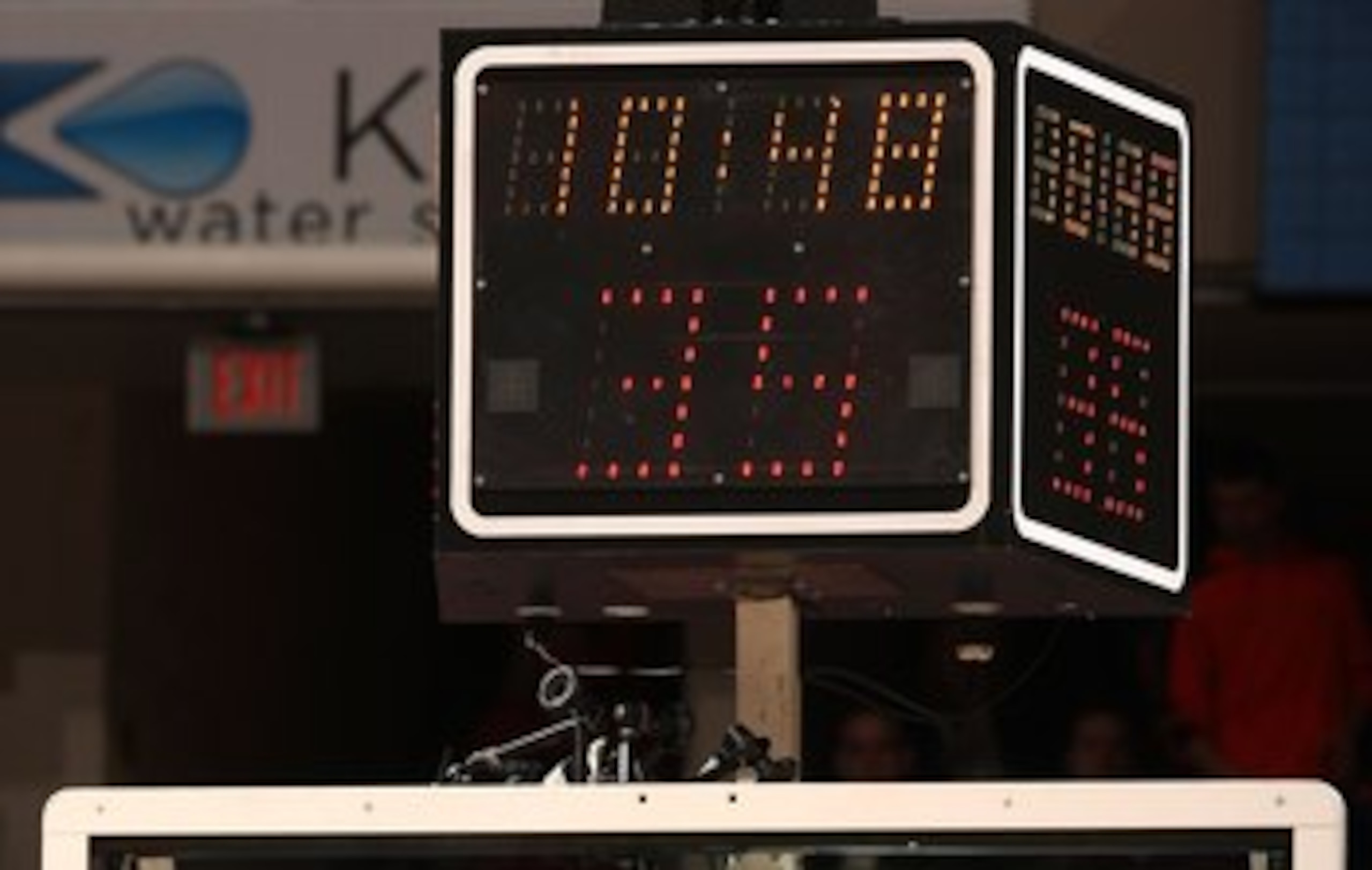 INDIANAPOLIS - MARCH 14:  A detail of the backboard and shot clock as a basketball goes thru the hoop as the Michigan State Spartans play against the Ohio State Buckeyes during their semifinal game of the Big Ten Men's Basketball Tournament at Conseco Fie