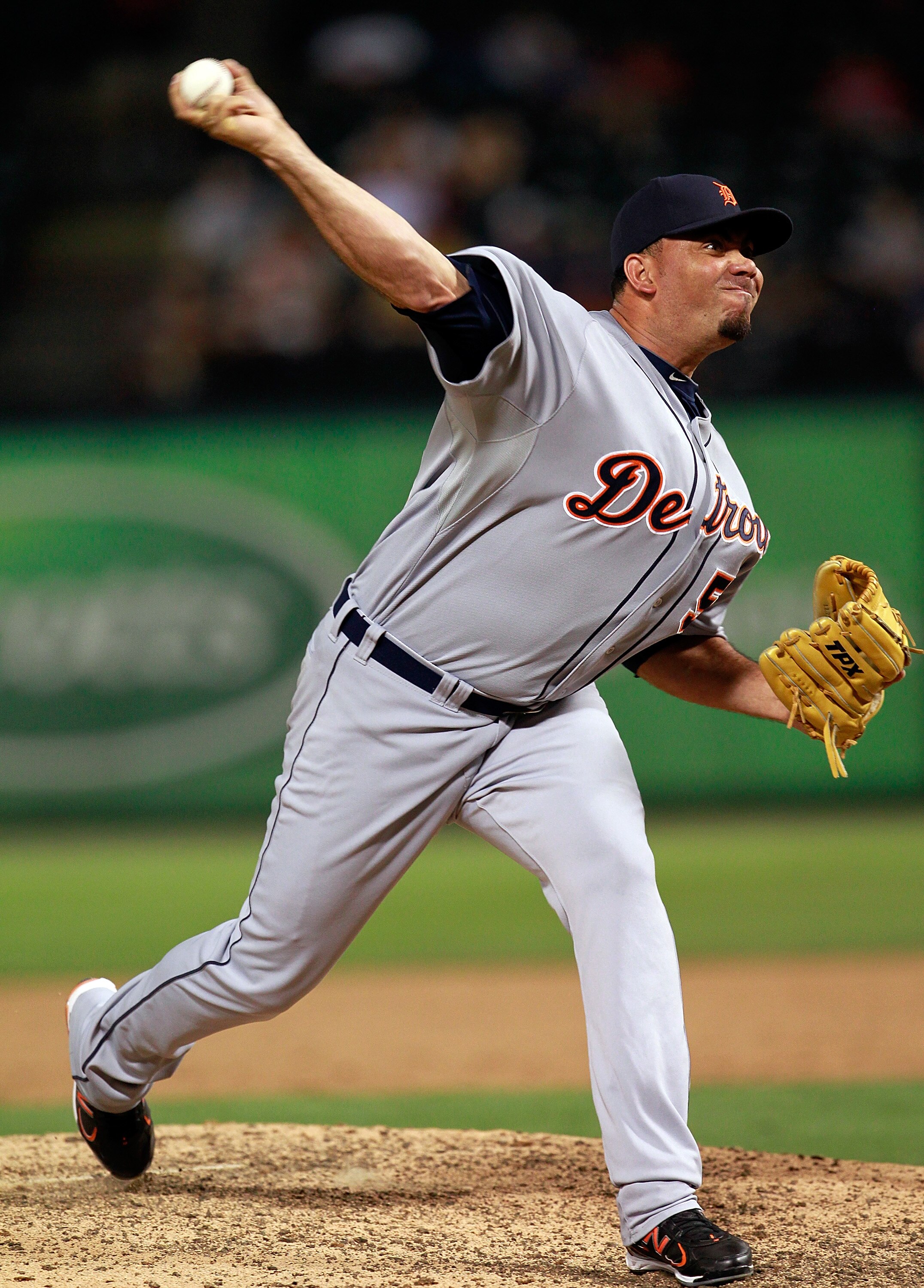 ARLINGTON, TX - JUNE 06:  Joaquin Benoit #53 of the Detroit Tigers pitches against the Texas Rangers at Rangers Ballpark in Arlington on June 6, 2011 in Arlington, Texas. The Tigers beat the Rangers 13-7.  (Photo by Tom Pennington/Getty Images)