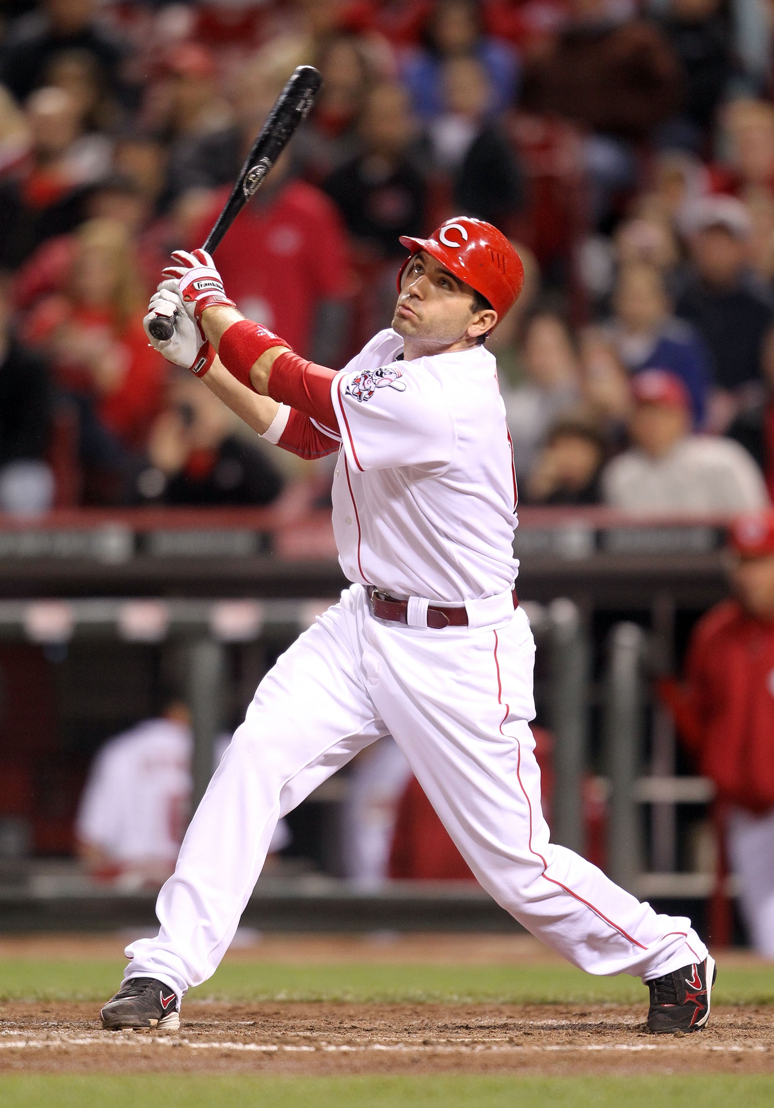 CINCINNATI, OH - MAY 18: Joey Votto #19 of the Cincinnati Reds swings at a pitch during the game against the Pittsburgh Pirates at Great American Ball Park on May 18, 2011 in Cincinnati, Ohio.  (Photo by Andy Lyons/Getty Images)