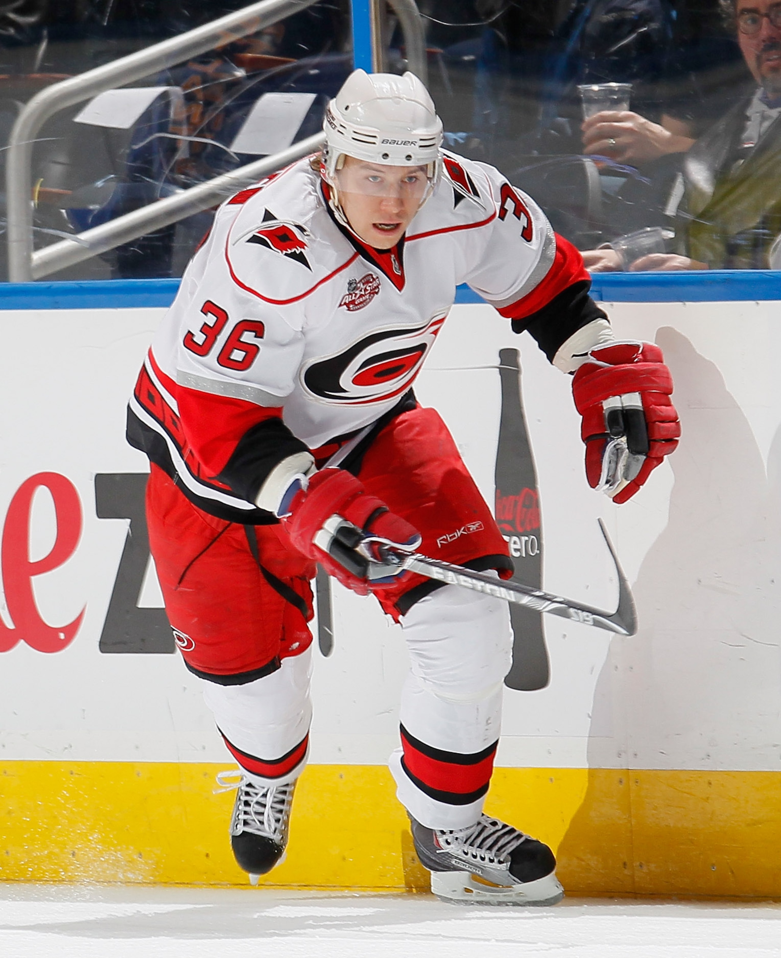 ATLANTA, GA - DECEMBER 16:  Jussi Jokinen #36 of the Carolina Hurricanes against the Atlanta Thrashers at Philips Arena on December 16, 2010 in Atlanta, Georgia.  (Photo by Kevin C. Cox/Getty Images)