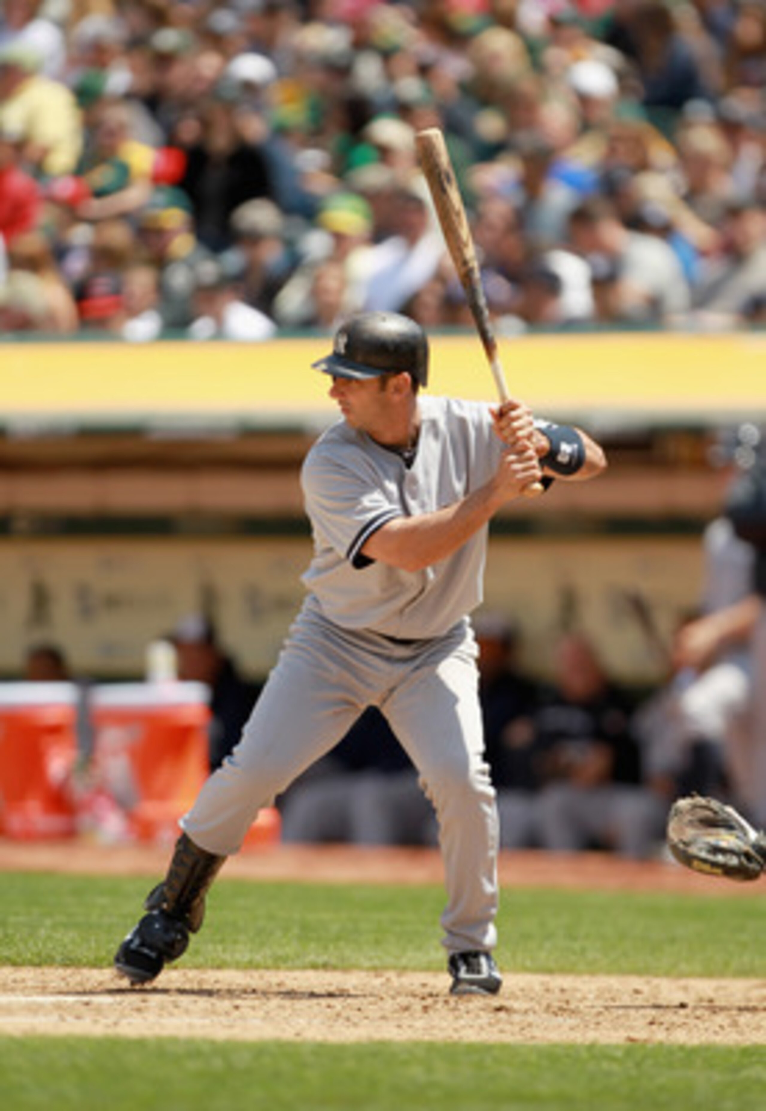 OAKLAND, CA - MAY 30:  Jorge Posada #20 of the New York Yankees bats against the Oakland Athletics at Oakland-Alameda County Coliseum on May 30, 2011 in Oakland, California.  (Photo by Ezra Shaw/Getty Images)