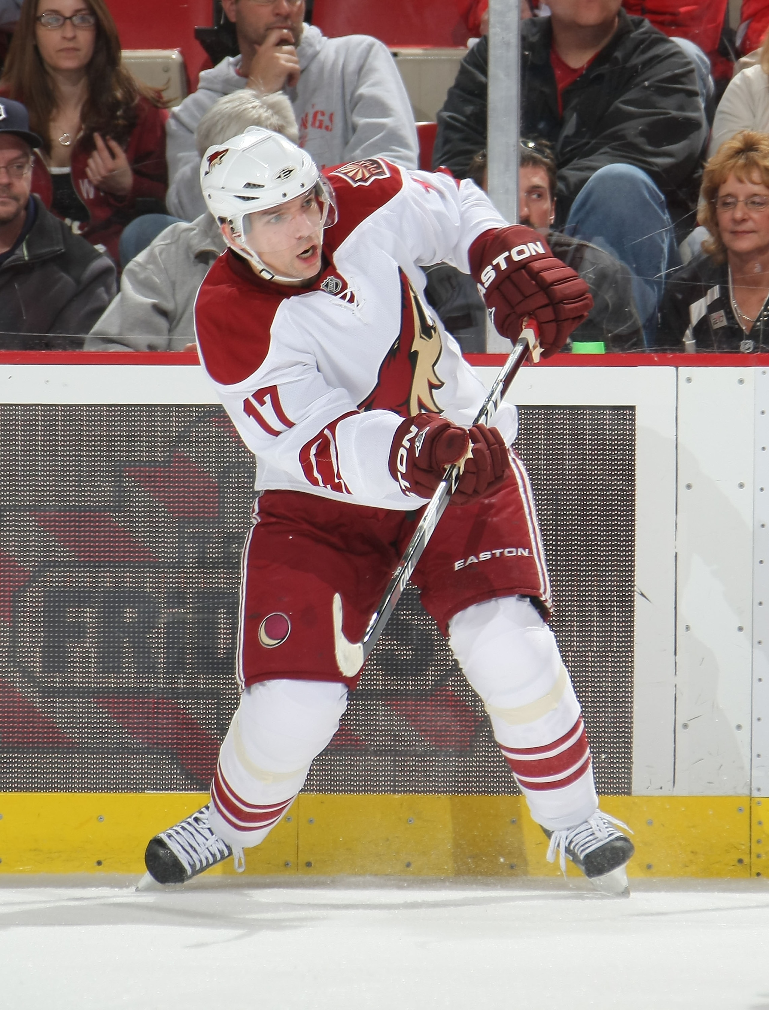 DETROIT, MI- APRIL 13: Radim Vrbata #17 of the Phoenix Coyotes skates against the Detroit Red Wings in Game One of the Western Conference Quarterfinals during the 2011 NHL Stanley Cup Playoffs at Joe Louis Arena on April 13, 2011 in Detroit, Michigan.(Pho