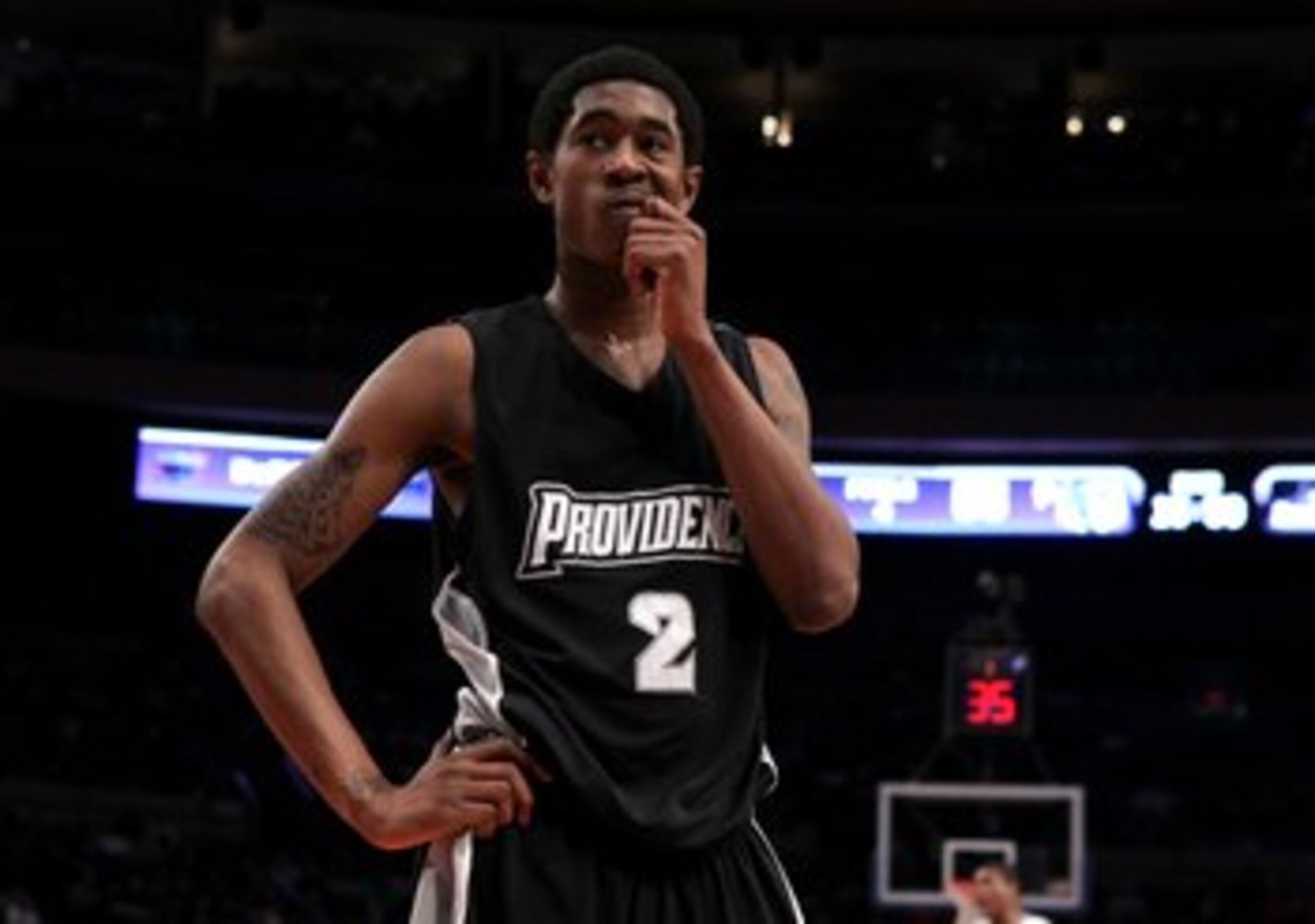 NEW YORK - MARCH 09:  Marshon Brooks #2 of the Providence Friars looks on after a play against the Seton Hall Pirates during the first round game of the Big East Basketball Tournament at Madison Square Garden on March 9, 2010 in New York, New York.  (Phot