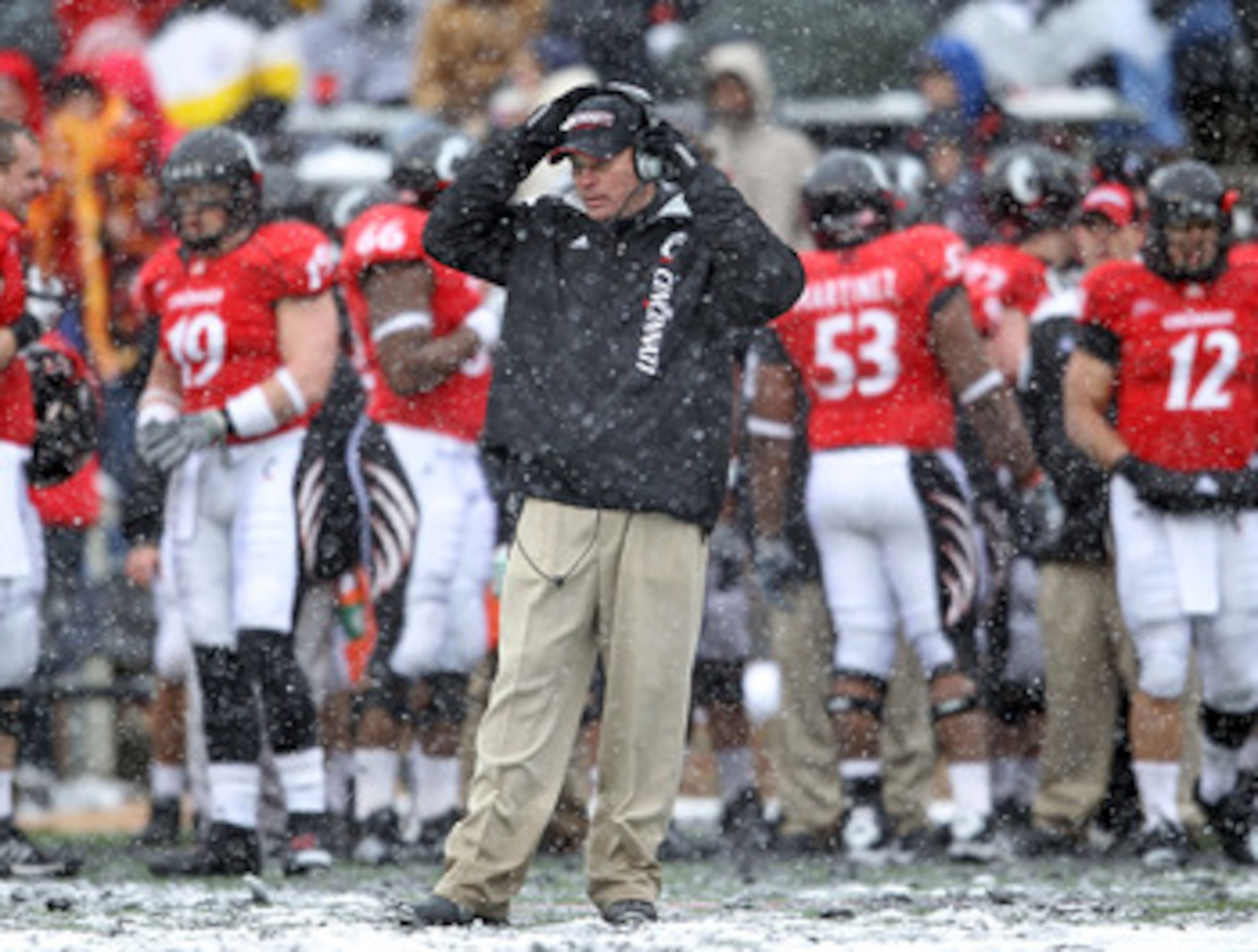 CINCINNATI, OH - DECEMBER 04: Butch Jones the Head Coach of the Cincinnati Bearcats watches play during the Big East Conference game against the Pittsburgh Panthers at Nippert Stadium on December 4, 2010 in Cincinnati, Ohio. Pittsburgh won 28-10.  (Photo