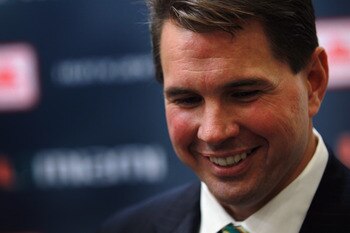 CORAL GABLES, FL - DECEMBER 13:  Former Temple University football coach Al Golden, 41, speaks to the media after being introduced as the new head coach at the University of Miami  on December 13, 2010 in Coral Gables, Florida.  Golden is replacing Randy 