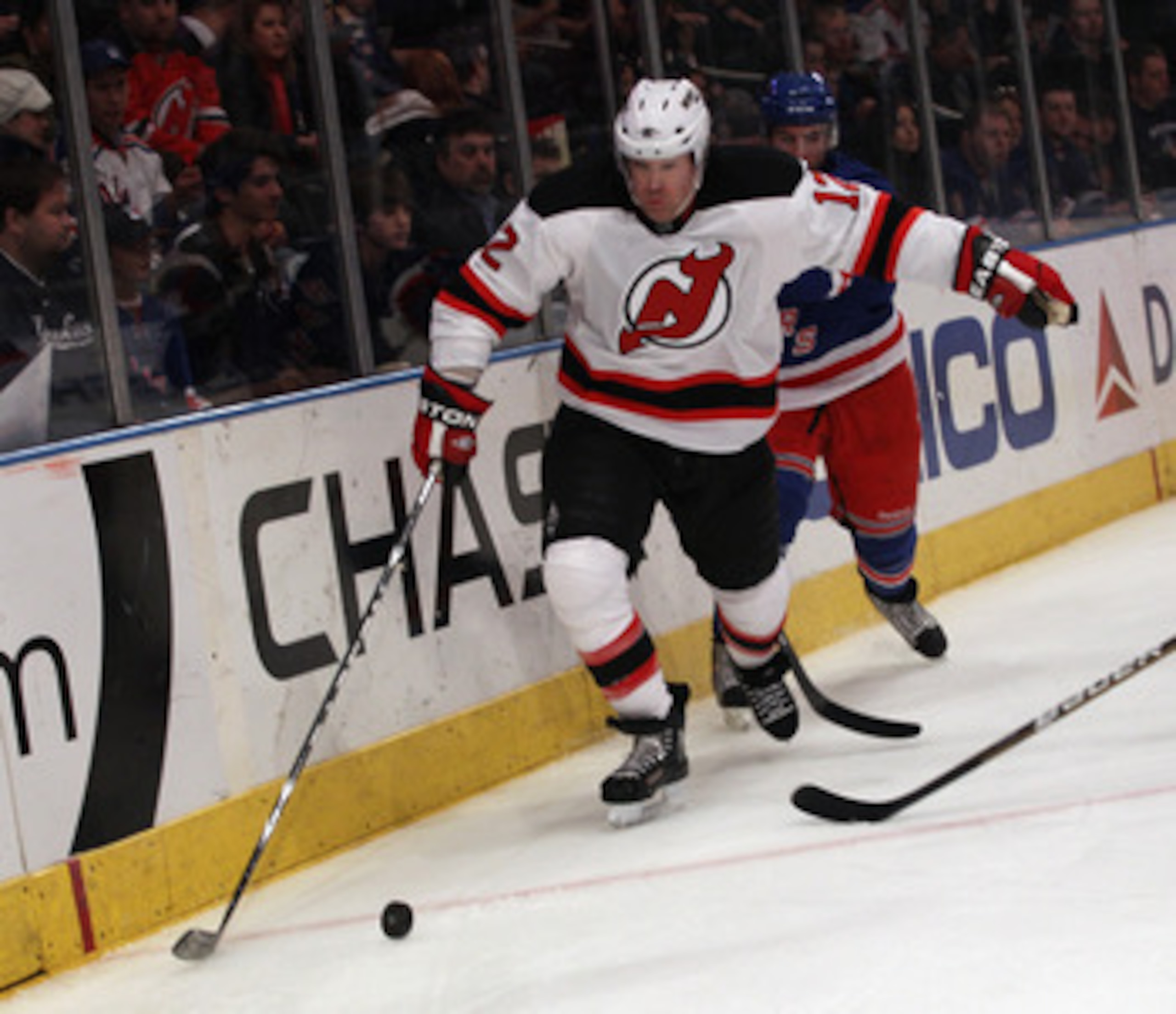 NEW YORK, NY - APRIL 09: Brian Rolston #12 of the New Jersey Devils skates against the New York Rangers at Madison Square Garden on April 9, 2011 in New York City.  (Photo by Bruce Bennett/Getty Images)