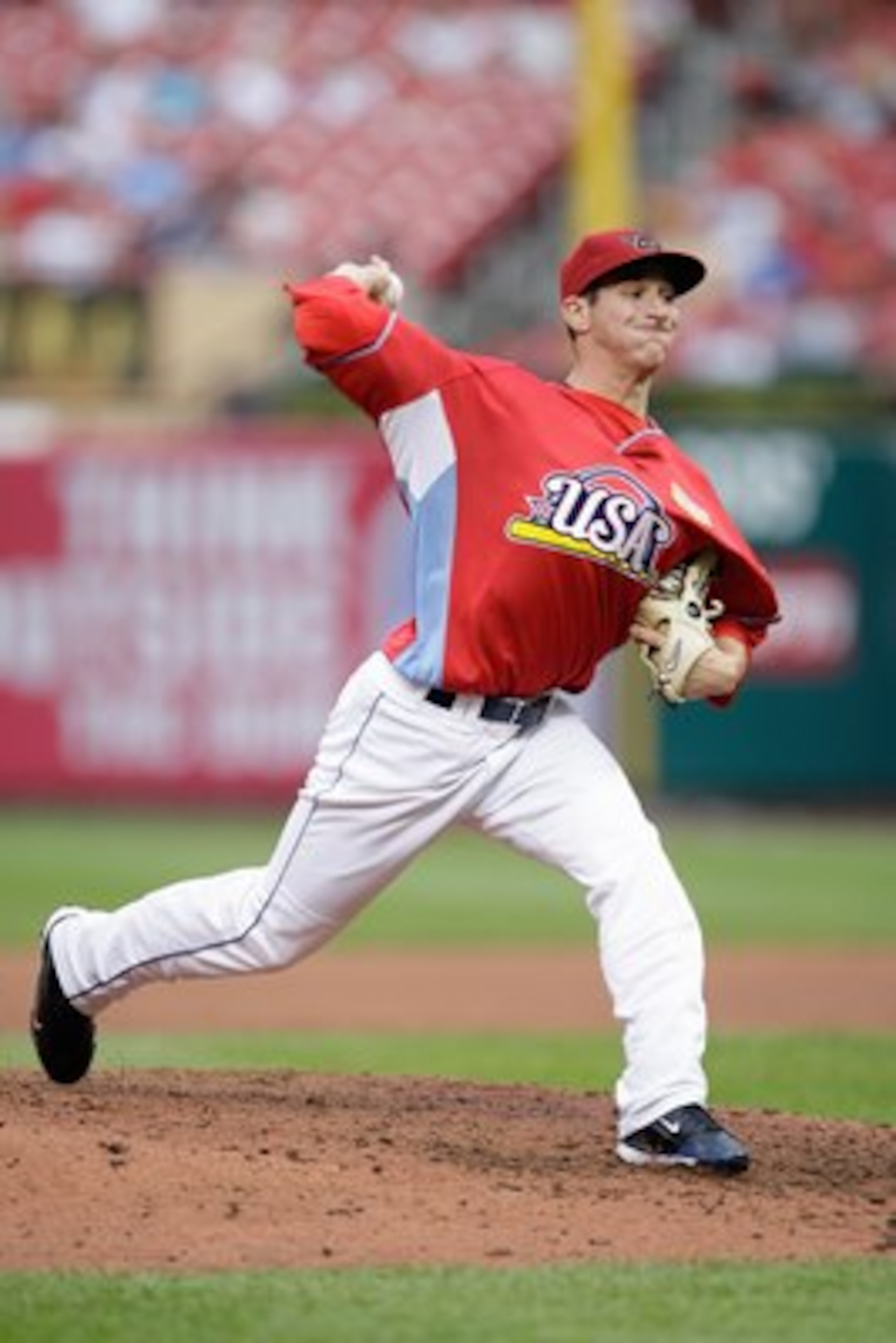 ST. LOUIS, MO - JULY 12: U.S. Futures All-Star Jarrod Parker of the Arizona Diamondbacks pitches during the 2009 XM All-Star Futures Game at Busch Stadium on July 12, 2009 in St. Louis, Missouri. (Photo by Jamie Squire/Getty Images)