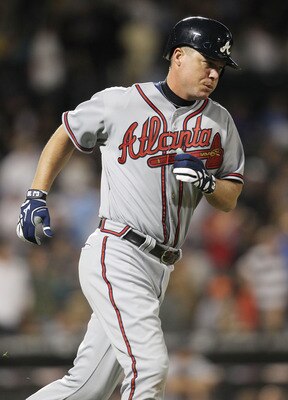NEW YORK, NY - JUNE 03:  Chipper Jones #10 of the Atlanta Braves against the New York Mets at Citi Field on June 3, 2011 in the Flushing neighborhood of the Queens borough of New York City.  (Photo by Nick Laham/Getty Images)