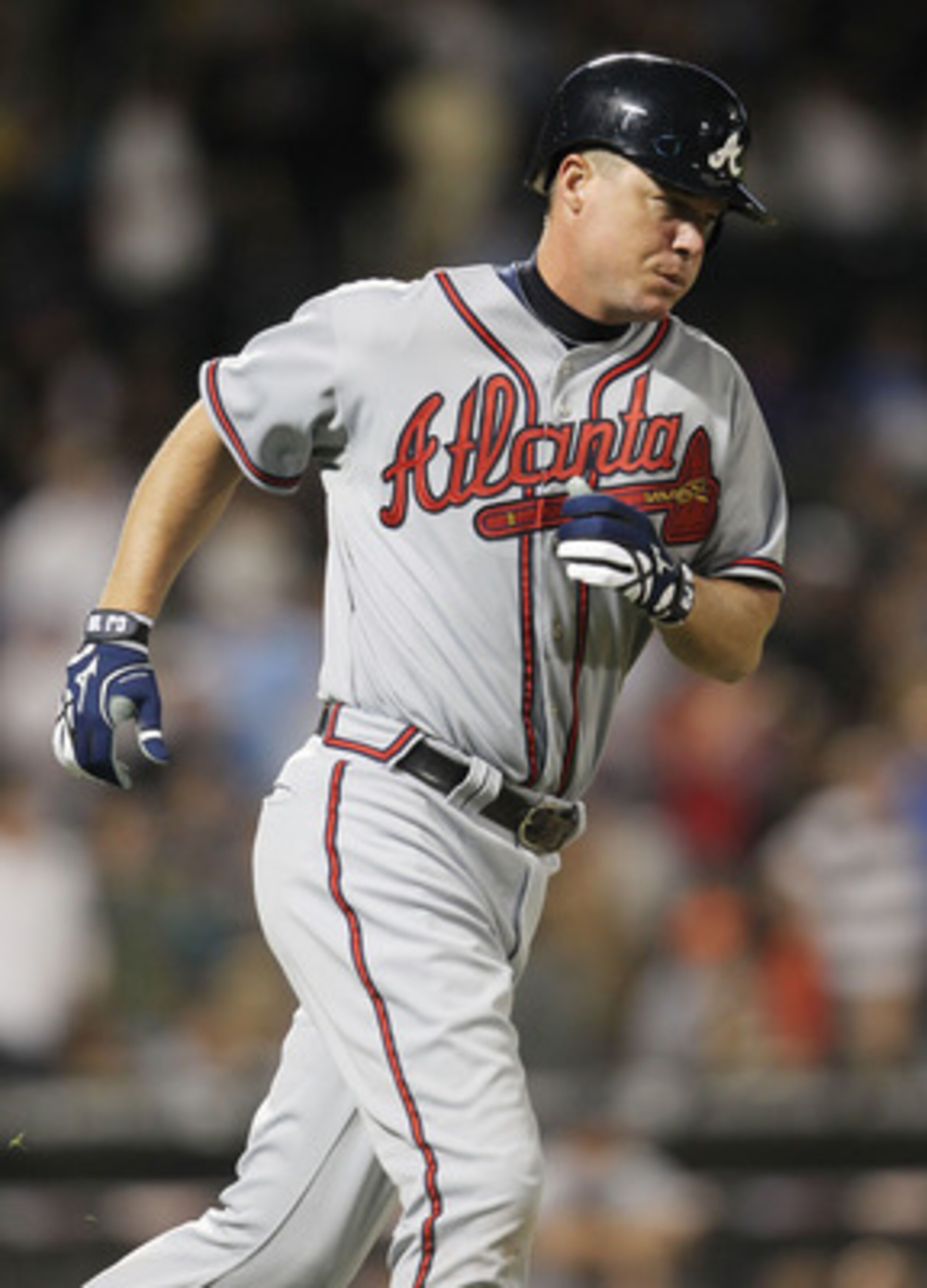 NEW YORK, NY - JUNE 03:  Chipper Jones #10 of the Atlanta Braves against the New York Mets at Citi Field on June 3, 2011 in the Flushing neighborhood of the Queens borough of New York City.  (Photo by Nick Laham/Getty Images)