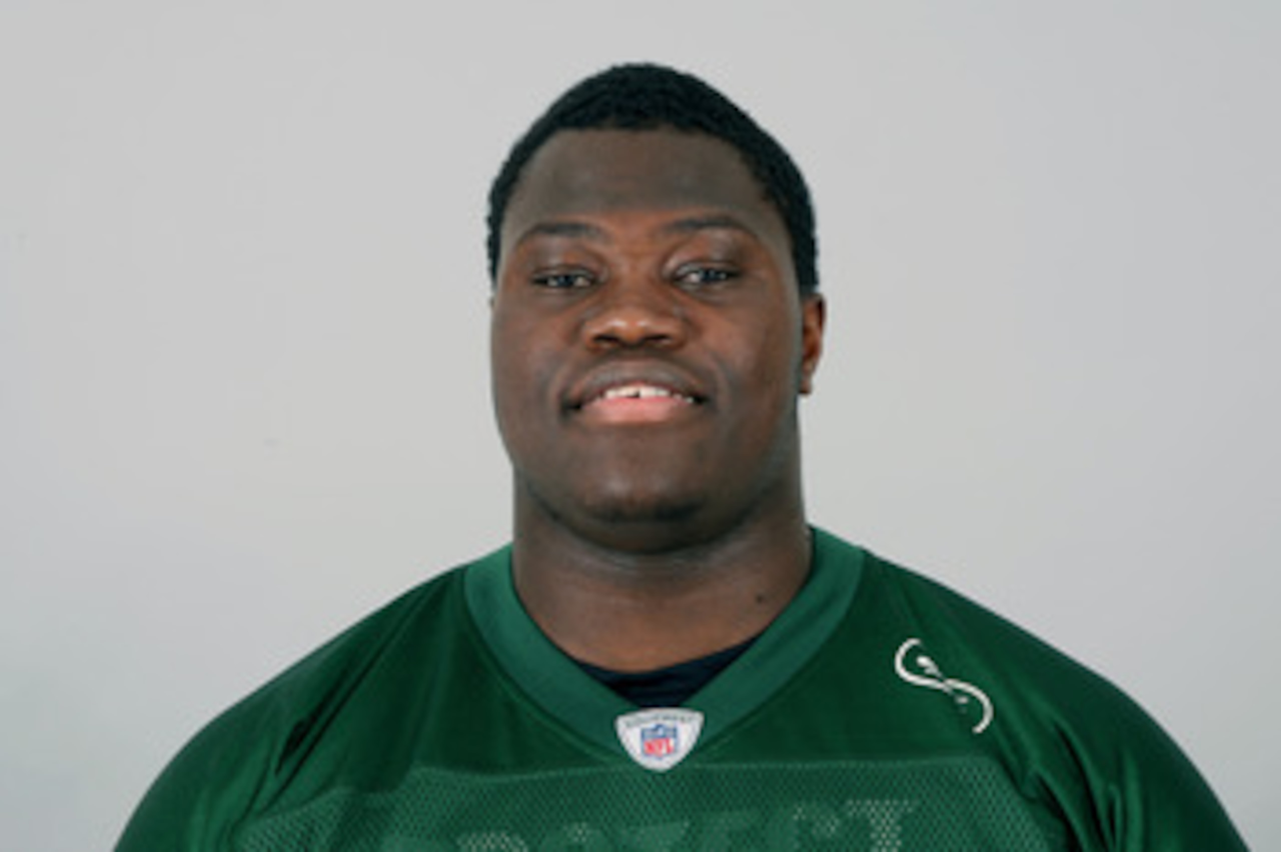 FLORHAM PARK, NJ - CIRCA 2010: In this handout image provided by the NFL, Vladimir Ducasse of the New York Jets poses for his 2010 NFL headshot circa 2010 in Florham Park, New Jersey. (Photo by NFL via Getty Images)