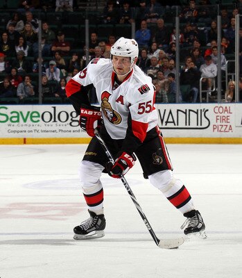 SUNRISE, FL - MARCH 10: Sergei Gonchar #55 of the Ottawa Senators skates against the Florida Panthers at the BankAtlantic Center on March 10, 2011 in Sunrise, Florida.  (Photo by Bruce Bennett/Getty Images)