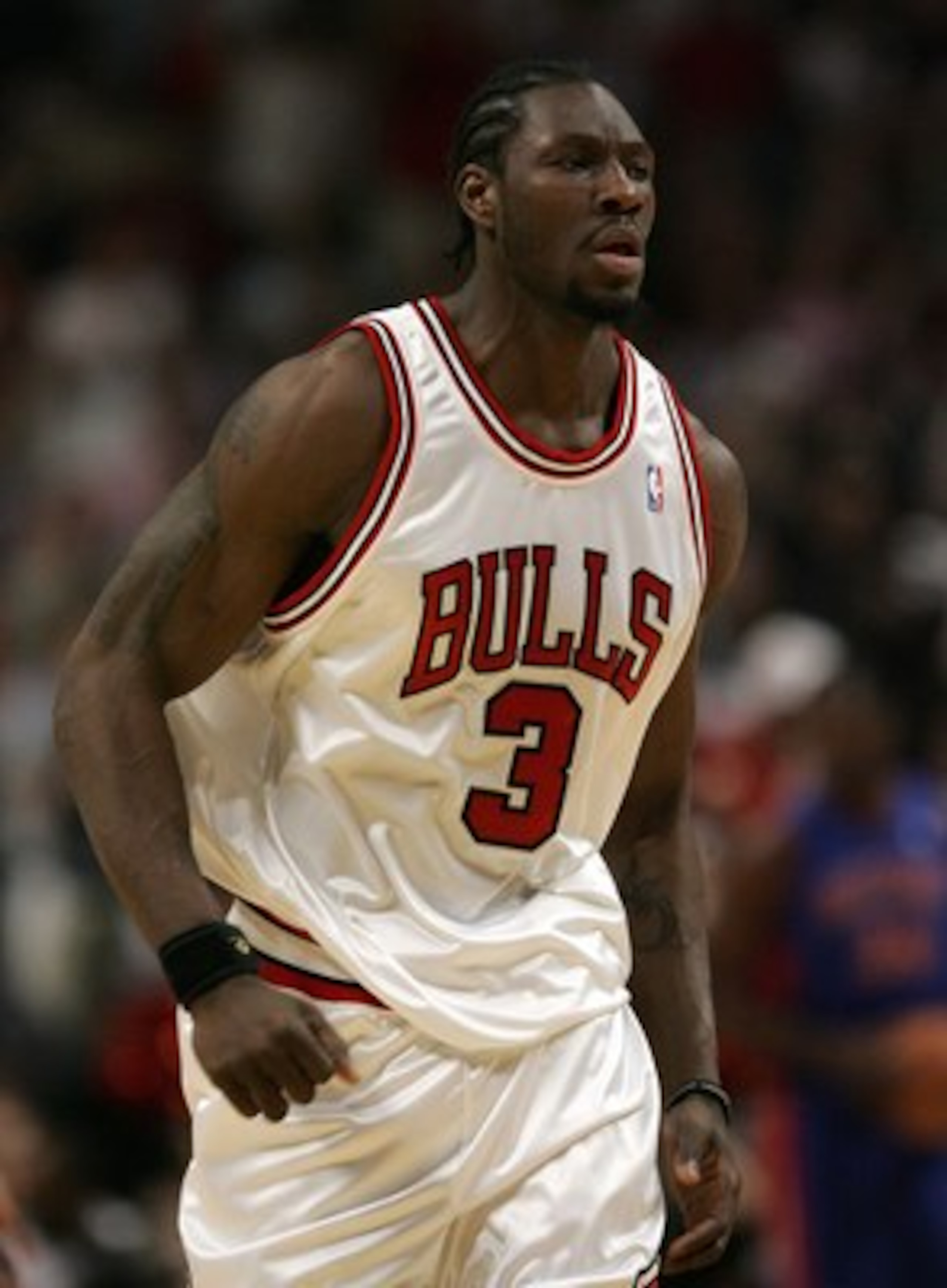 CHICAGO - MAY 10:  Ben Wallace #3 of the Chicago Bulls runs up court against the Detroit Pistons in Game Three of the Eastern Conference Semifinals during the 2007 NBA Playoffs at the United Center Center on May 10, 2007 in Chicago, Illinois.  NOTE TO USE