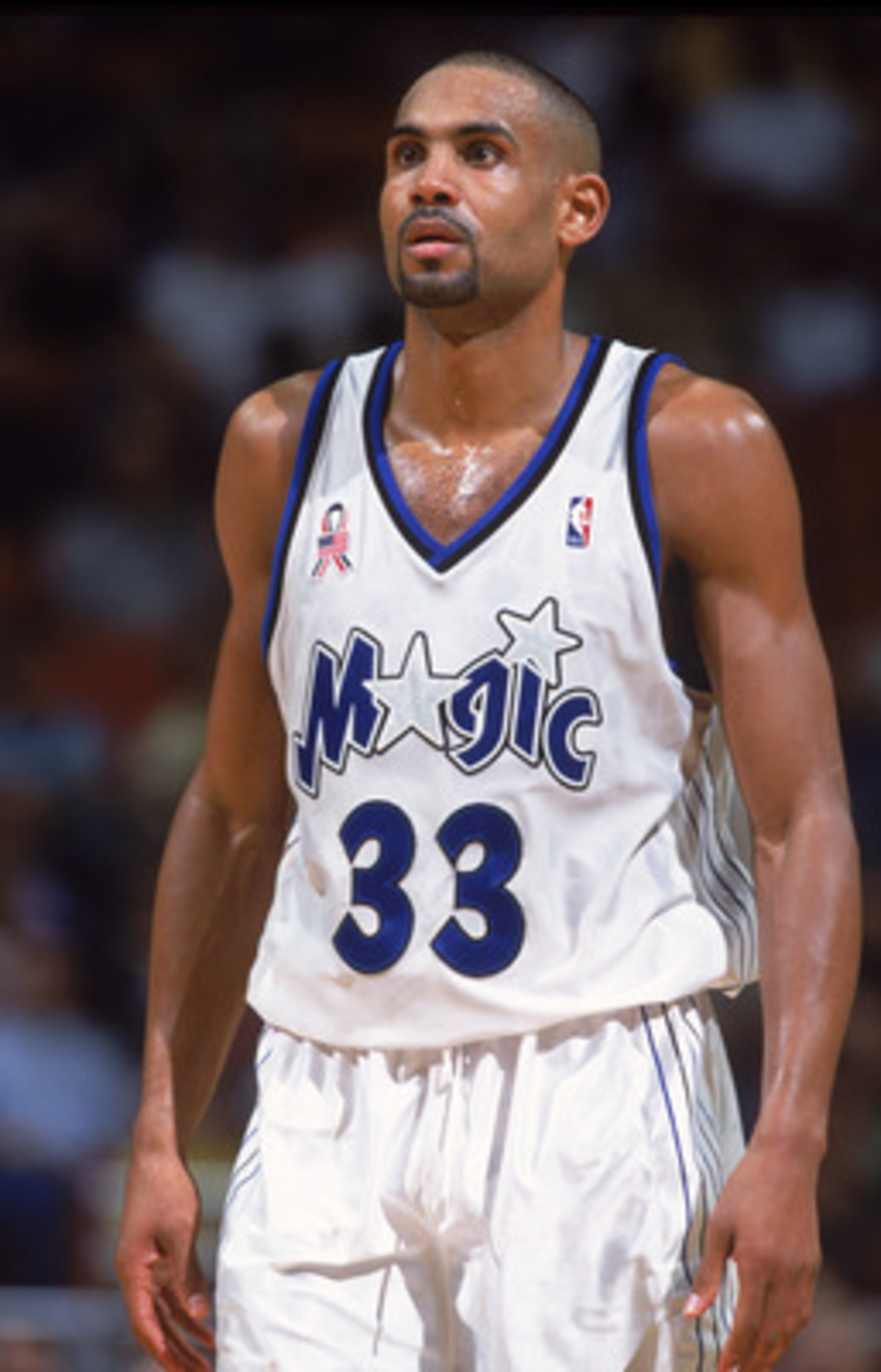 21 Nov 2001:  This is a close up of forward Grant Hill #33 of the Orlando Magic, during the NBA game against the Minnesota TImberwolves at the TD Waterhouse in Orlando, Florida.  The Magic defeated the Timberwolves 117-106.  NOTE TO USER: User expressly a