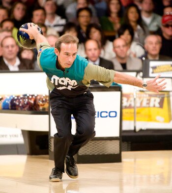 WICHITA, KS - OCTOBER 26:  Norm Duke rolls a strike in the finals of the PBA World Championships held at the Northrock Lanes on October 26, 2008 in Wichita, Kansas. (Photo by Craig Hacker/Getty Images for PBA)