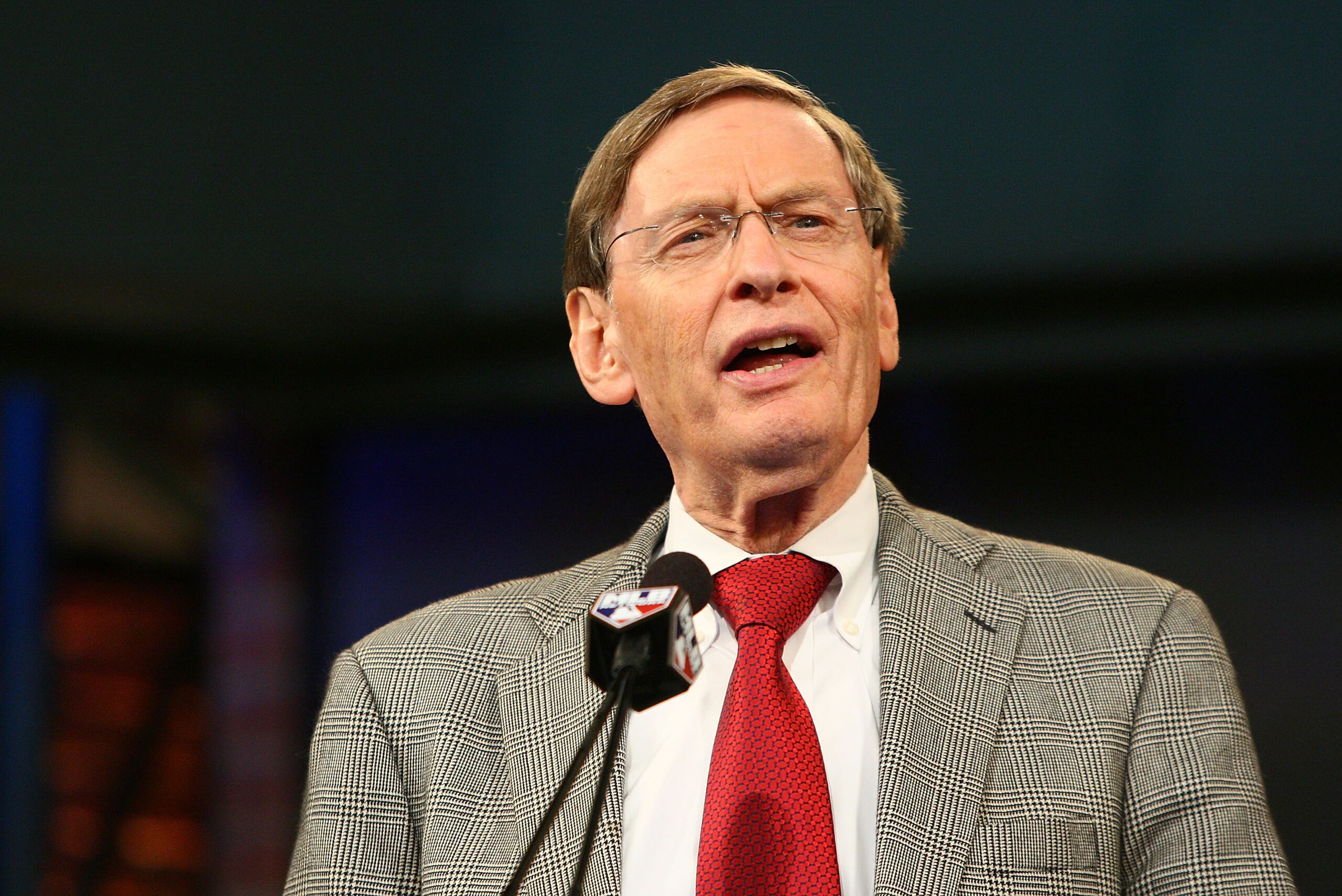 SECAUCUS, NJ - JUNE 07:  MLB commissioner Bud Selig speaks during the MLB First Year Player Draft on June 7, 2010 held in Studio 42 at the MLB Network in Secaucus, New Jersey.  (Photo by Mike Stobe/Getty Images)