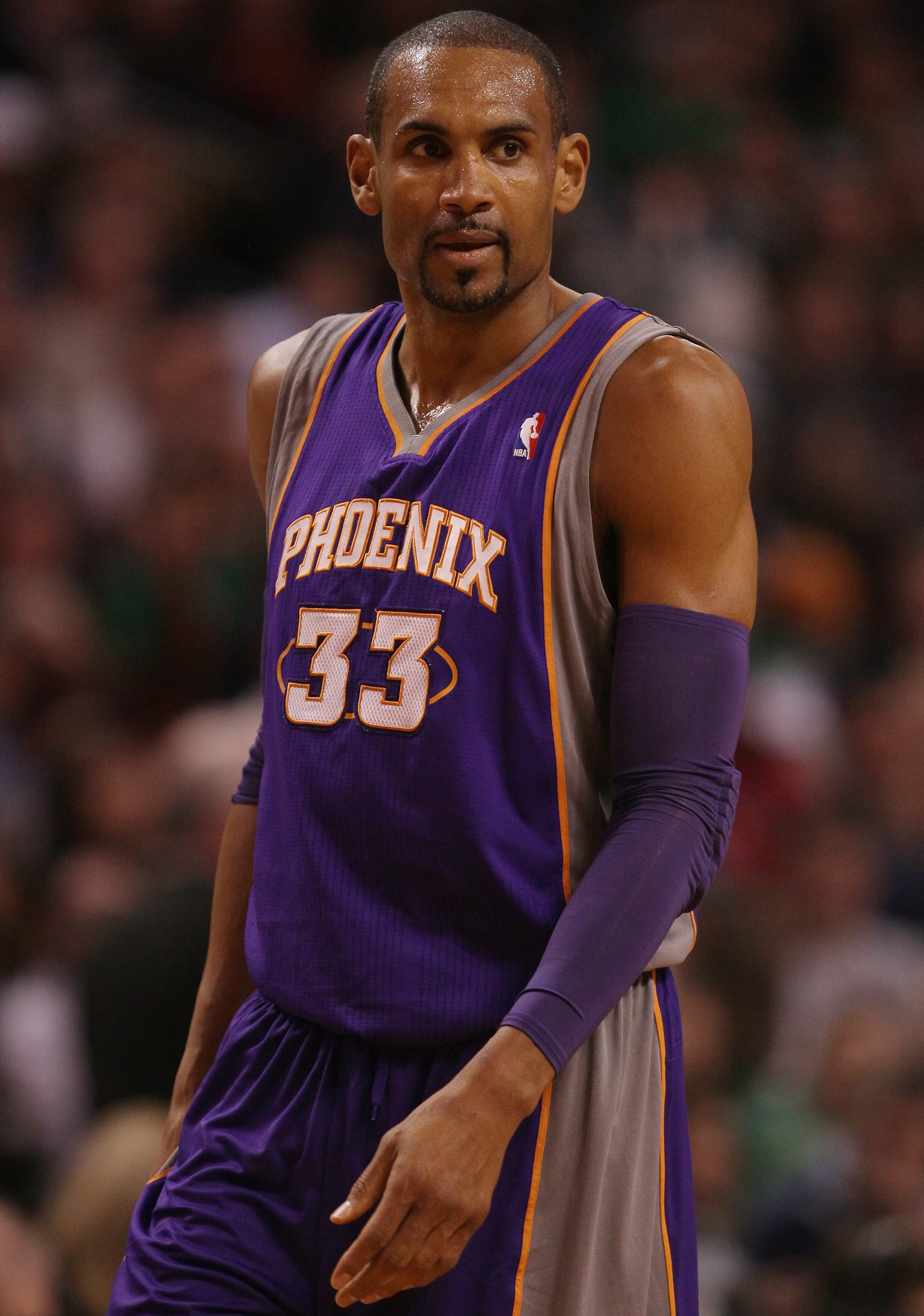 BOSTON, MA - MARCH 02: Grant Hill #33 of the Phoenix Suns looks on in the first half against the Boston Celtics on March 2, 2011 at the TD Garden in Boston, Massachusetts. NOTE TO USER: User expressly acknowledges and agrees that, by downloading and/or BOSTON, MA - MARCH 02: Grant Hill #33 of the Phoenix Suns looks on in the first half against the Boston Celtics on March 2, 2011 at the TD Garden in Boston, Massachusetts. NOTE TO USER: User expressly acknowledges and agrees that, by downloading and/or