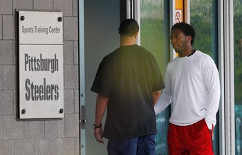 PITTSBURGH - APRIL 26:  A day after the NFL lockout was lifted, Charlie Batch #16 and Ryan Clark #25 of the Pittsburgh Steelers report to the South Side training facility on April 26, 2011 in Pittsburgh, Pennsylvania.  (Photo by Jared Wickerham/Getty Imag