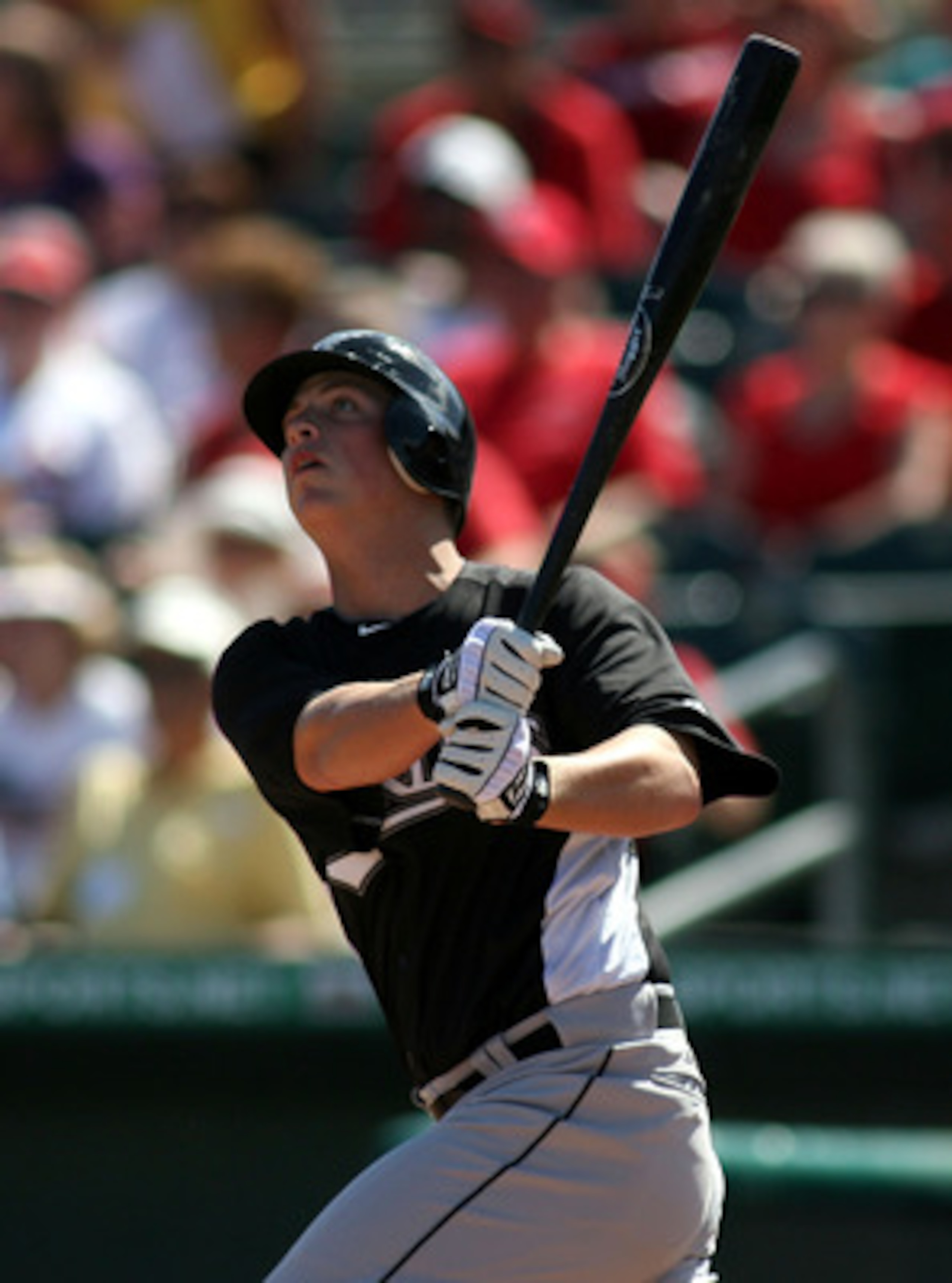 JUPITER, FL - FEBRUARY 28:  Matt Dominguez #78 of the Florida Marlins hits a home run against the St. Louis Cardinals at Roger Dean Stadium on February 28, 2011 in Jupiter, Florida.  (Photo by Marc Serota/Getty Images)