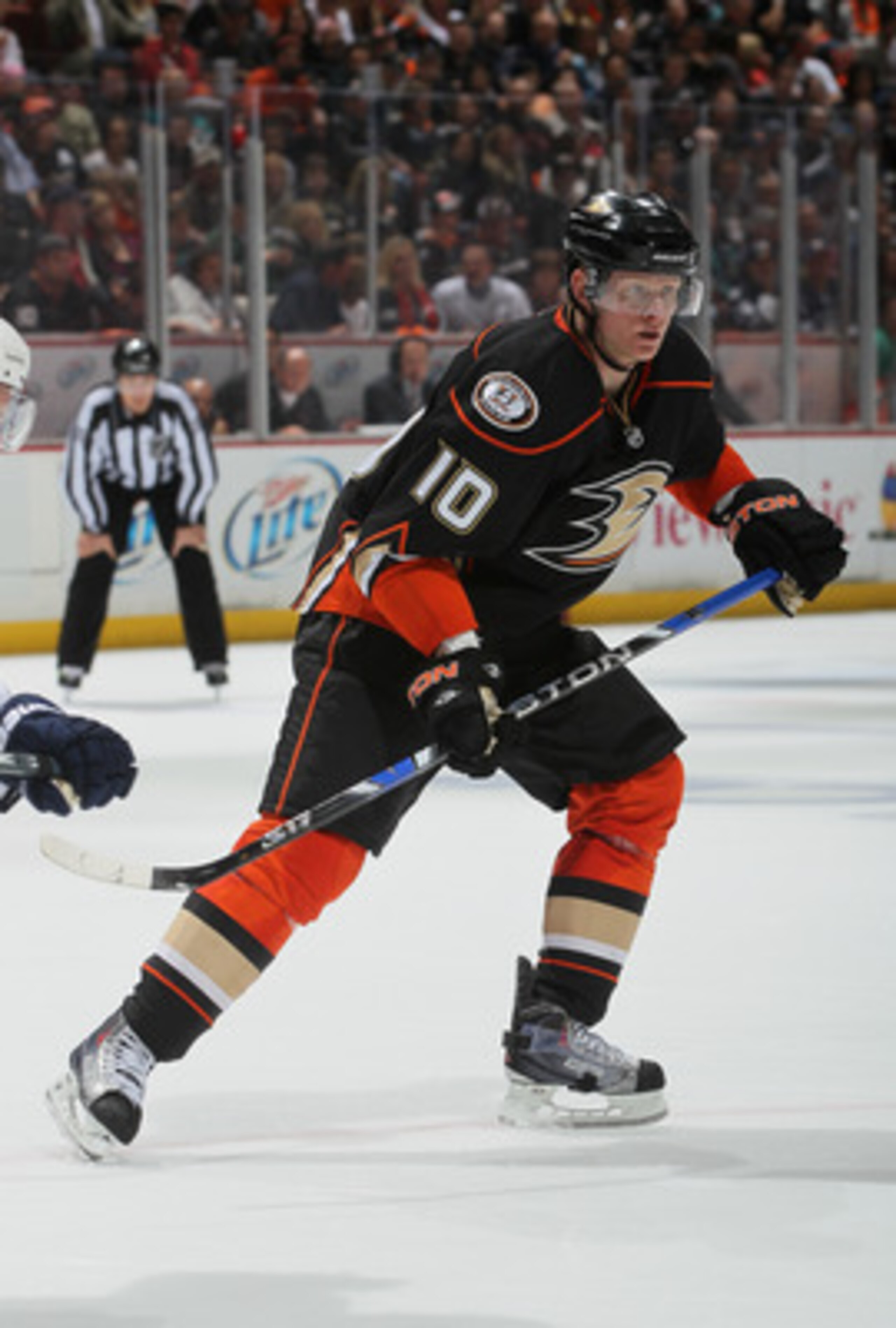 ANAHEIM, CA - APRIL 15:  Corey Perry #10 of the Anaheim Ducks skates against the Nashville Predators in Game Two of the Western Conference Quarterfinals during the 2011 NHL Stanley Cup Playoffs at Honda Center on April 15, 2011 in Anaheim, California.  (P
