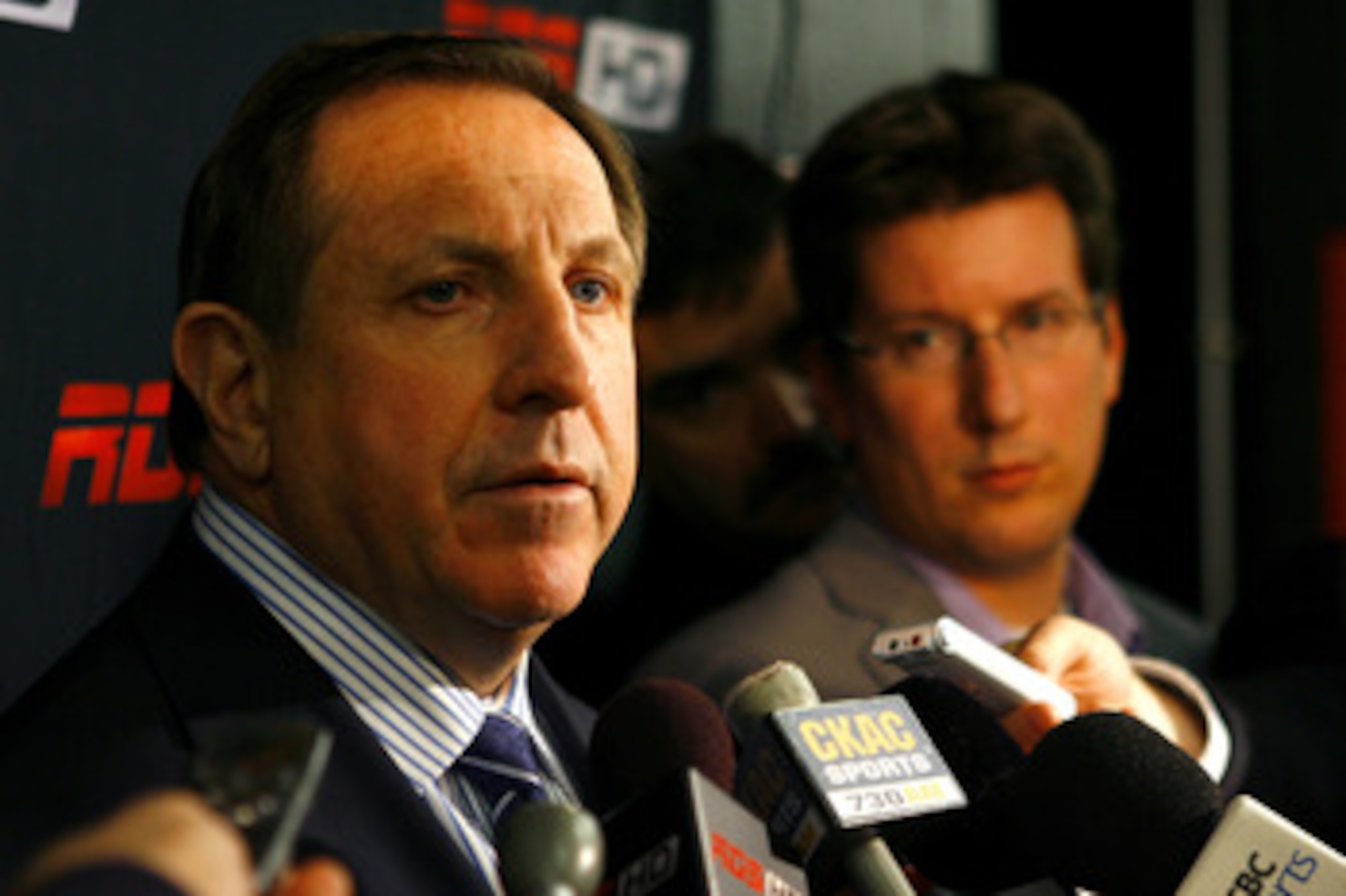 OTTAWA, CANADA - APRIL 07:  Head coach Jacques Martin of the Montreal Canadiens talks to reporters after a loss to the Ottawa Senators at Scotiabank Place on April 7, 2011 in Ottawa, Canada.  (Photo by Phillip MacCallum/Getty Images)