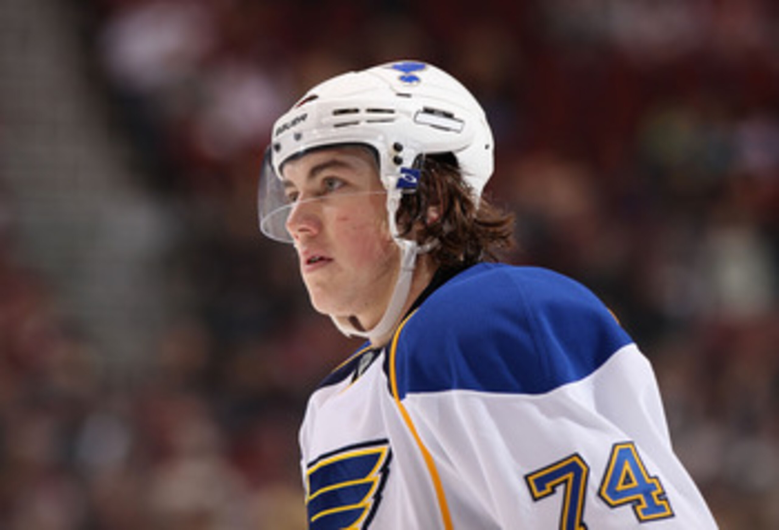 GLENDALE, AZ - MARCH 22:  T.J. Oshie #74 of the St. Louis Blues during the NHL game against the Phoenix Coyotes at Jobing.com Arena on March 22, 2011 in Glendale, Arizona. The Coyotes defeated the Blues 2-1.  (Photo by Christian Petersen/Getty Images)