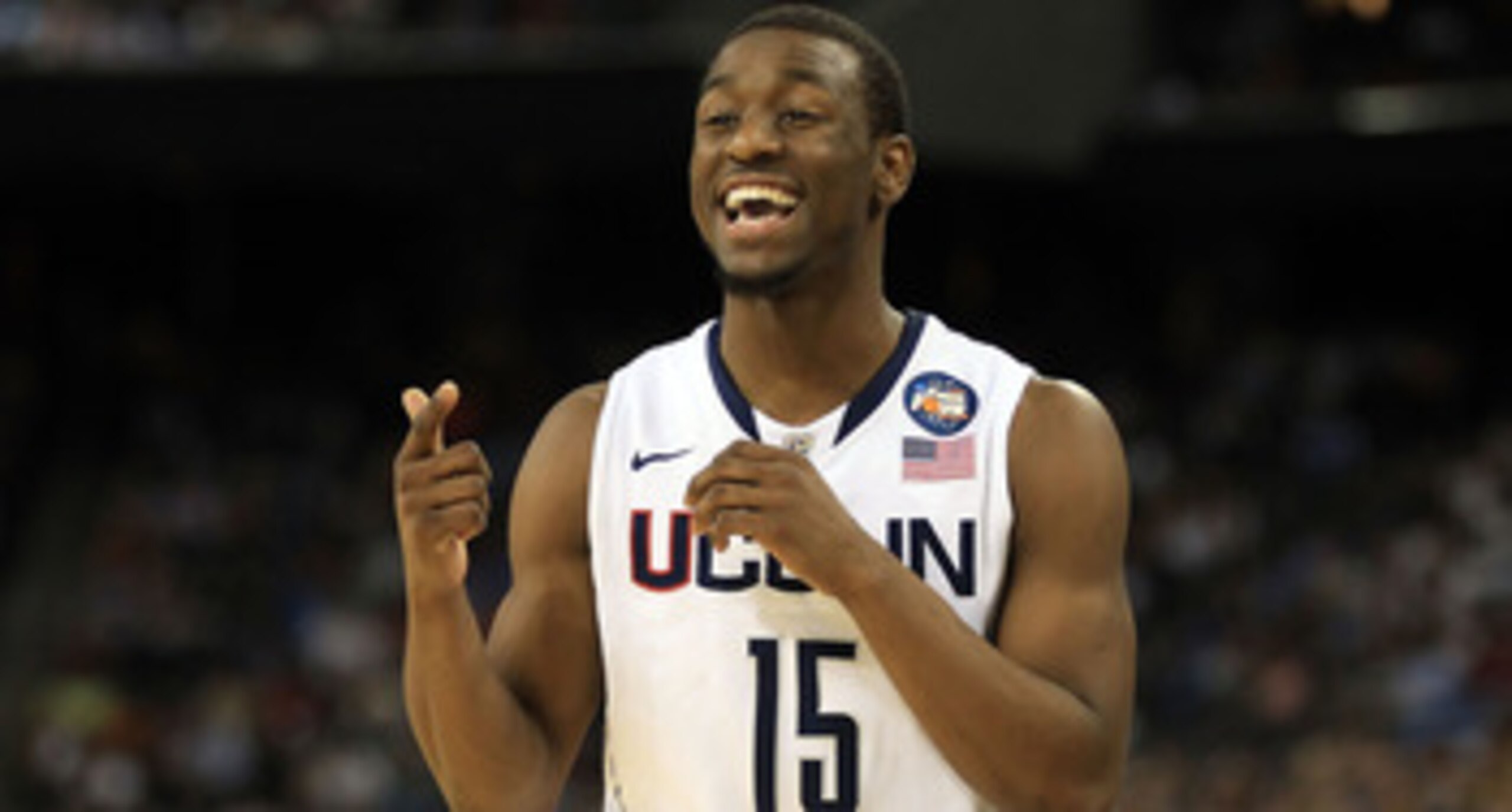 HOUSTON, TX - APRIL 04: Kemba Walker #15 of the Connecticut Huskies reacts after a play against the Butler Bulldogs during the National Championship Game of the 2011 NCAA Division I Men's Basketball Tournament at Reliant Stadium on April 4, 2011 in Houst HOUSTON, TX - APRIL 04: Kemba Walker #15 of the Connecticut Huskies reacts after a play against the Butler Bulldogs during the National Championship Game of the 2011 NCAA Division I Men's Basketball Tournament at Reliant Stadium on April 4, 2011 in Houst