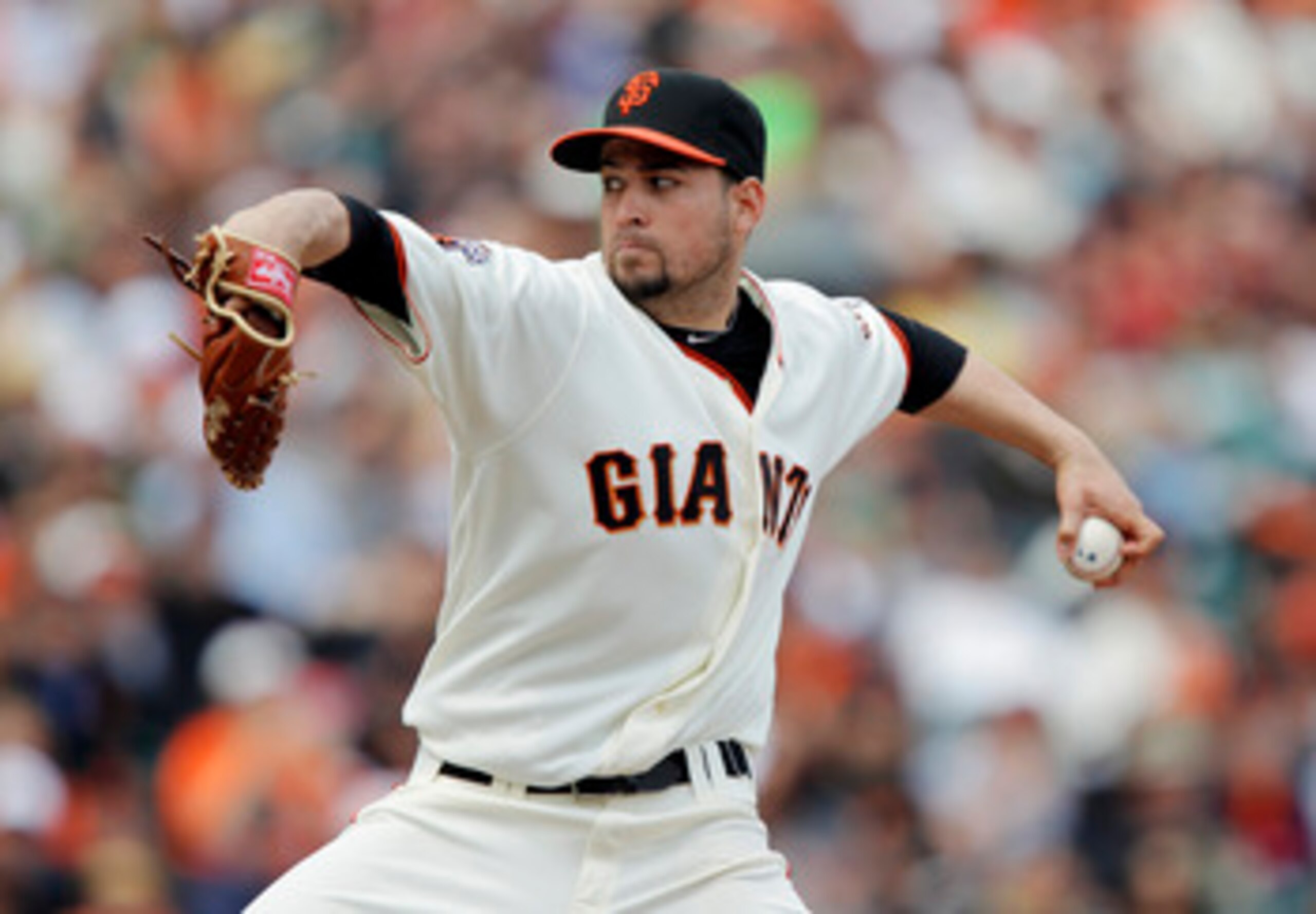 SAN FRANCISCO, CA - MAY 22:  Jonathan Sanchez #57 of the San Francisco Giants starts against the Oakland A's at AT&T Park on May 22, 2011 in San Francisco, California.  The Giants won 5-4 in 11 innings.  (Photo by Brian Bahr/Getty Images)