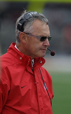 CHAMPAIGN, IL - OCTOBER 02: Head coach Jim Tressell of the Ohio State Buckeyes watches as his team takes on the Illinois Fighting Illini at Memorial Stadium on October 2, 2010 in Champaign, Illinois. Ohio State defeated Illinois 24-13. (Photo by Jonathan 