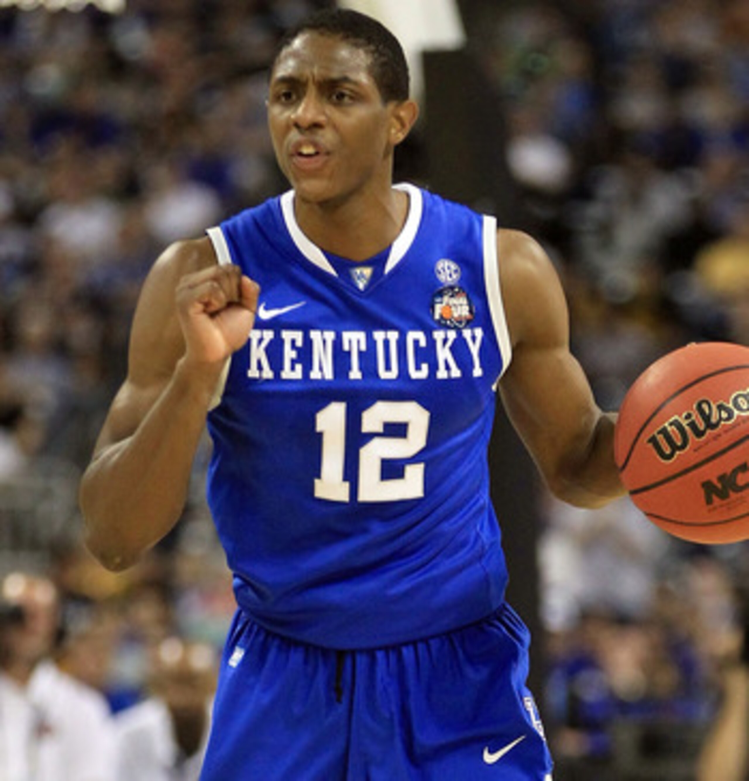 HOUSTON, TX - APRIL 02: Brandon Knight #12 of the Kentucky Wildcats moves the ball while taking on the Connecticut Huskies during the National Semifinal game of the 2011 NCAA Division I Men's Basketball Championship at Reliant Stadium on April 2, 2011 in HOUSTON, TX - APRIL 02: Brandon Knight #12 of the Kentucky Wildcats moves the ball while taking on the Connecticut Huskies during the National Semifinal game of the 2011 NCAA Division I Men's Basketball Championship at Reliant Stadium on April 2, 2011 in