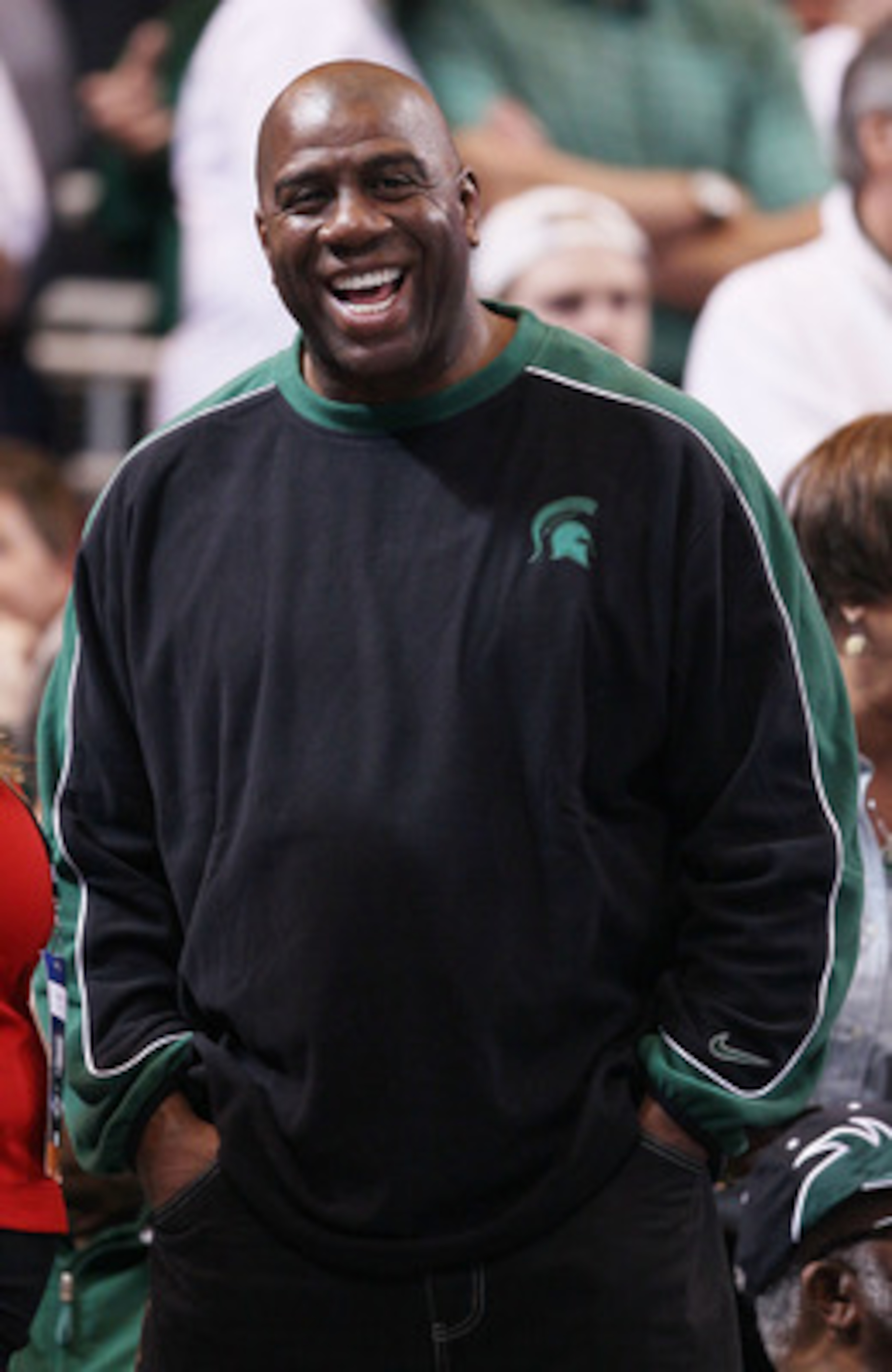 ST. LOUIS - MARCH 28:  Magic Johnson attends the Tennessee Volunteers versus the Michigan State Spartans game during the midwest regional final of the 2010 NCAA men's basketball tournament at the Edward Jones Dome on March 28, 2010 in St. Louis, Missouri.