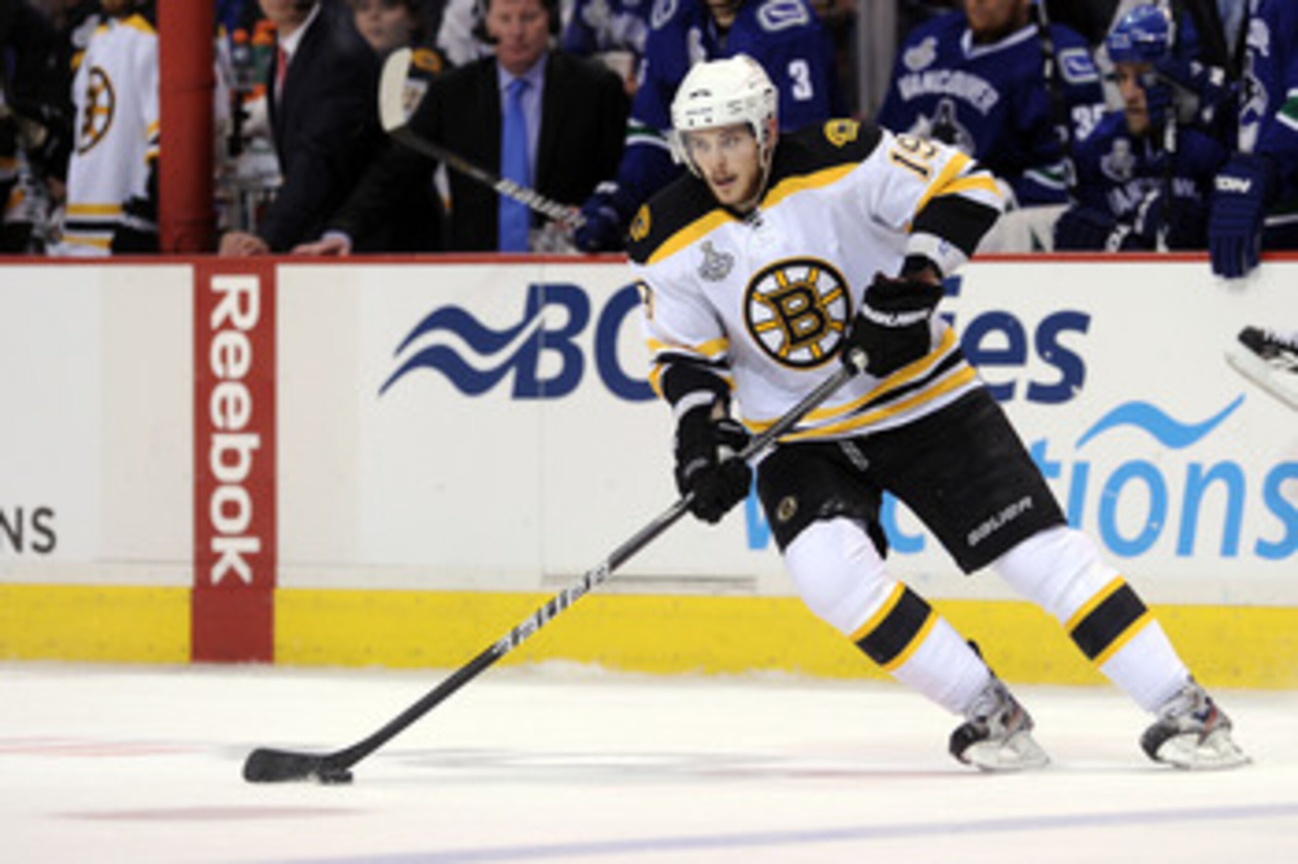 VANCOUVER, BC - JUNE 04:  Tyler Seguin #19 of the Boston Bruins skates with the puck against the Vancouver Canucks during Game Two of the 2011 NHL Stanley Cup Final at Rogers Arena on June 4, 2011 in Vancouver, British Columbia, Canada.  (Photo by Harry H